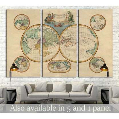 Old World Map №1473 Ready to Hang Canvas Print - Zellart Canvas Prints ALL_Products, s-1473
