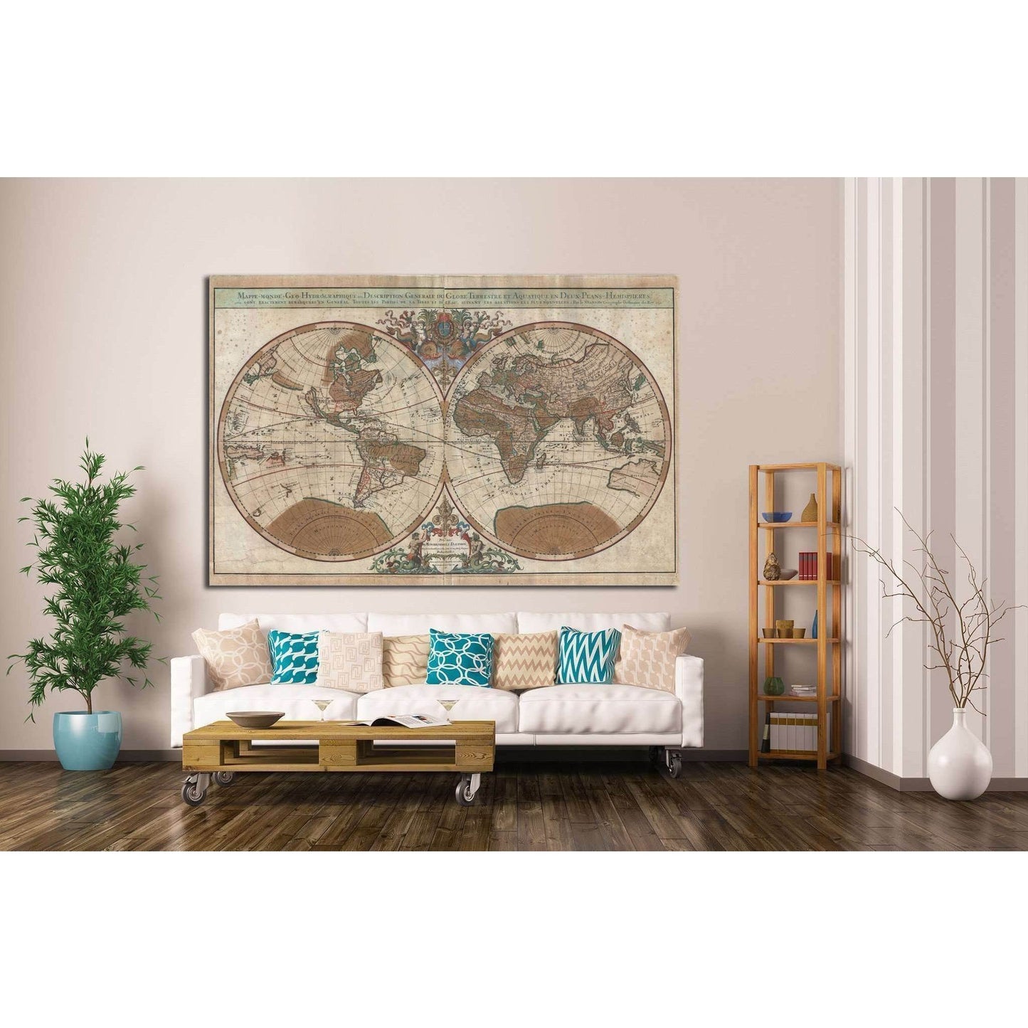 Old World Map №1475 Ready to Hang Canvas Print - Zellart Canvas Prints ALL_Products, s-1475