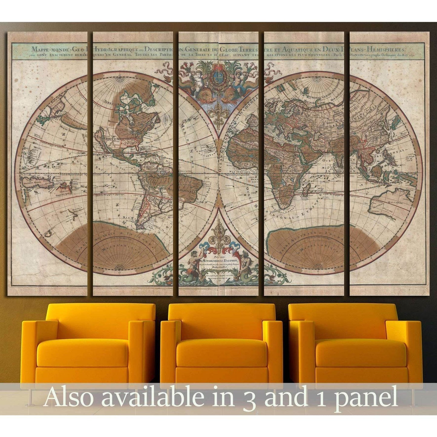 Old World Map №1475 Ready to Hang Canvas Print - Zellart Canvas Prints ALL_Products, s-1475
