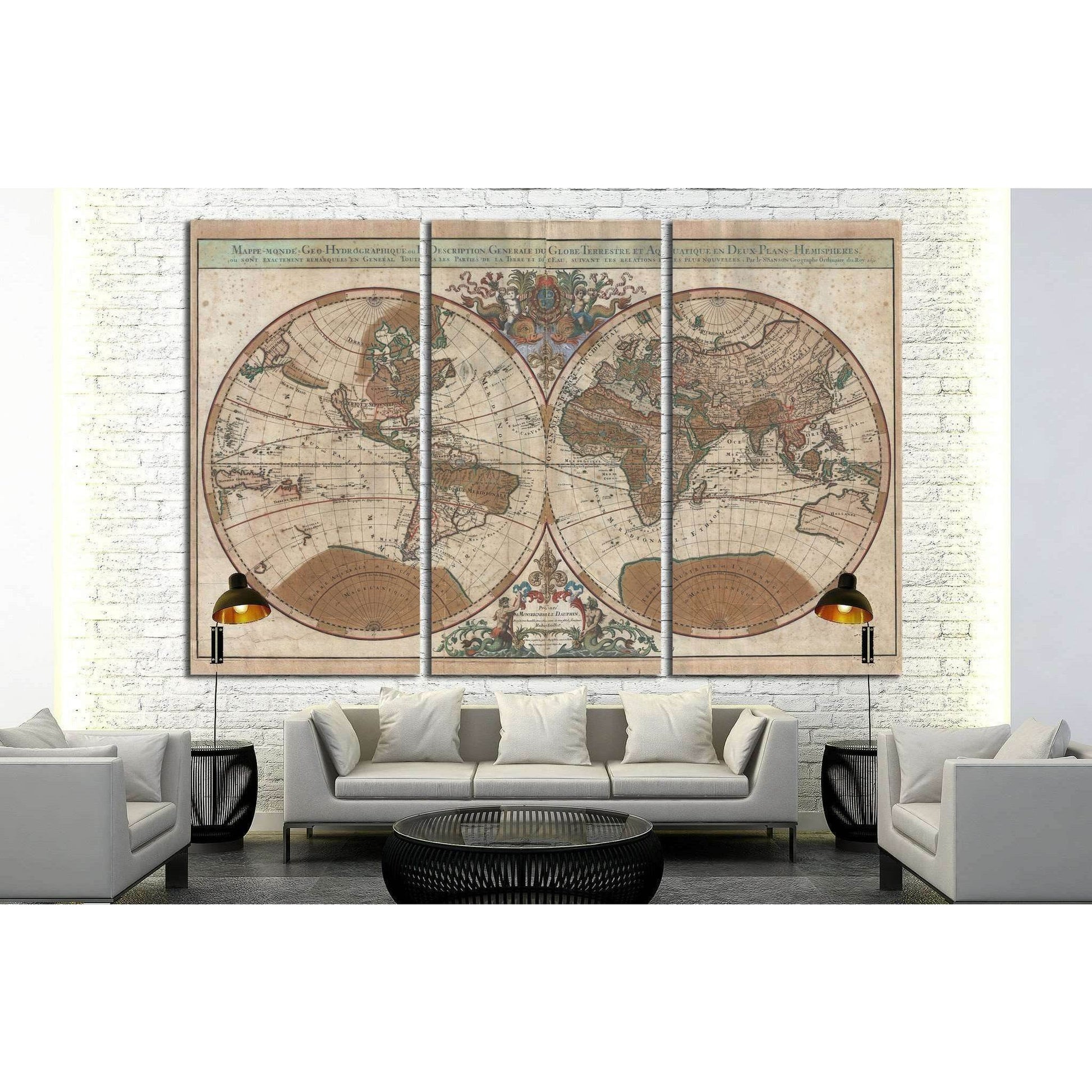 Old World Map №1475 Ready to Hang Canvas Print - Zellart Canvas Prints ALL_Products, s-1475