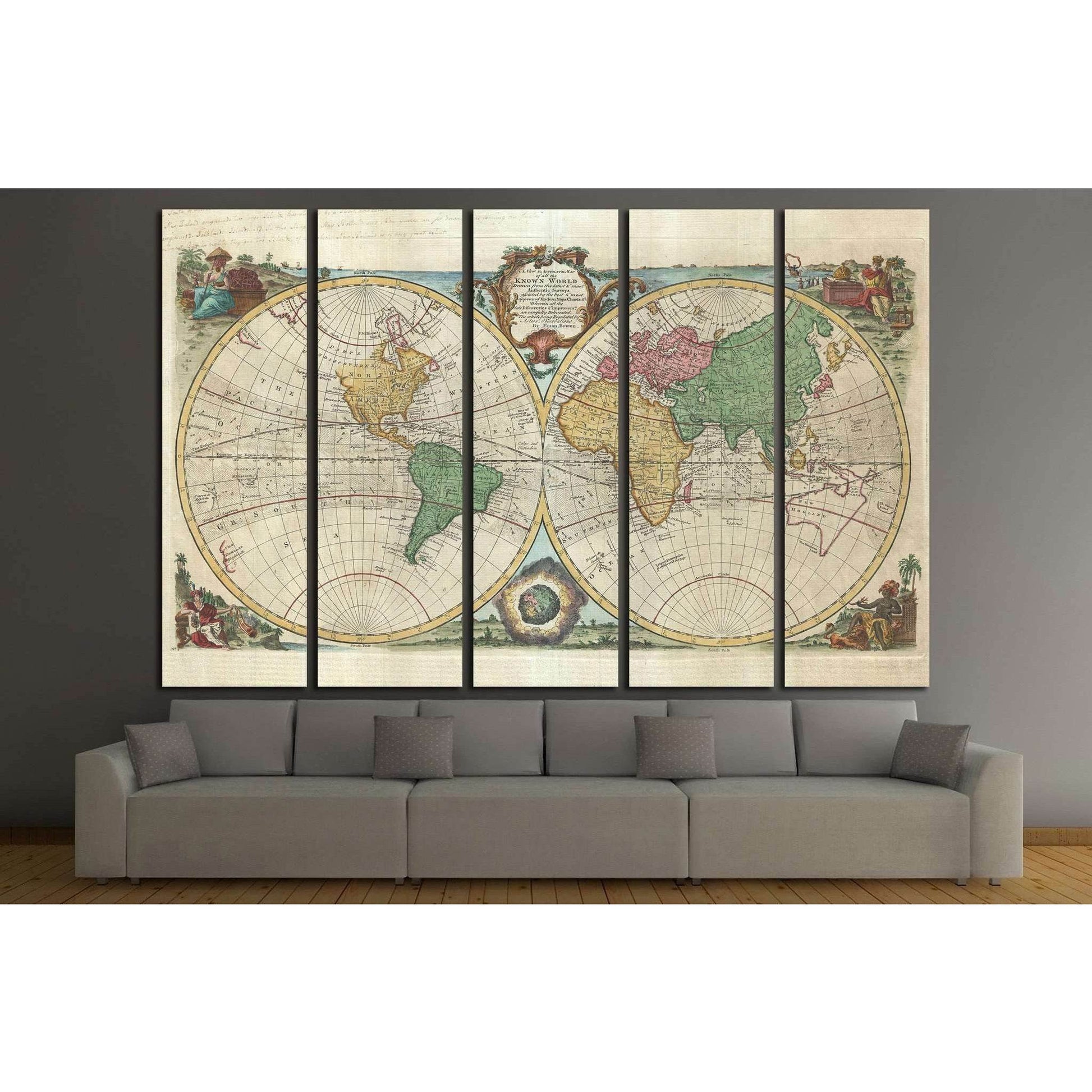 Old World Map №1477 Ready to Hang Canvas Print - Zellart Canvas Prints ALL_Products, s-1477