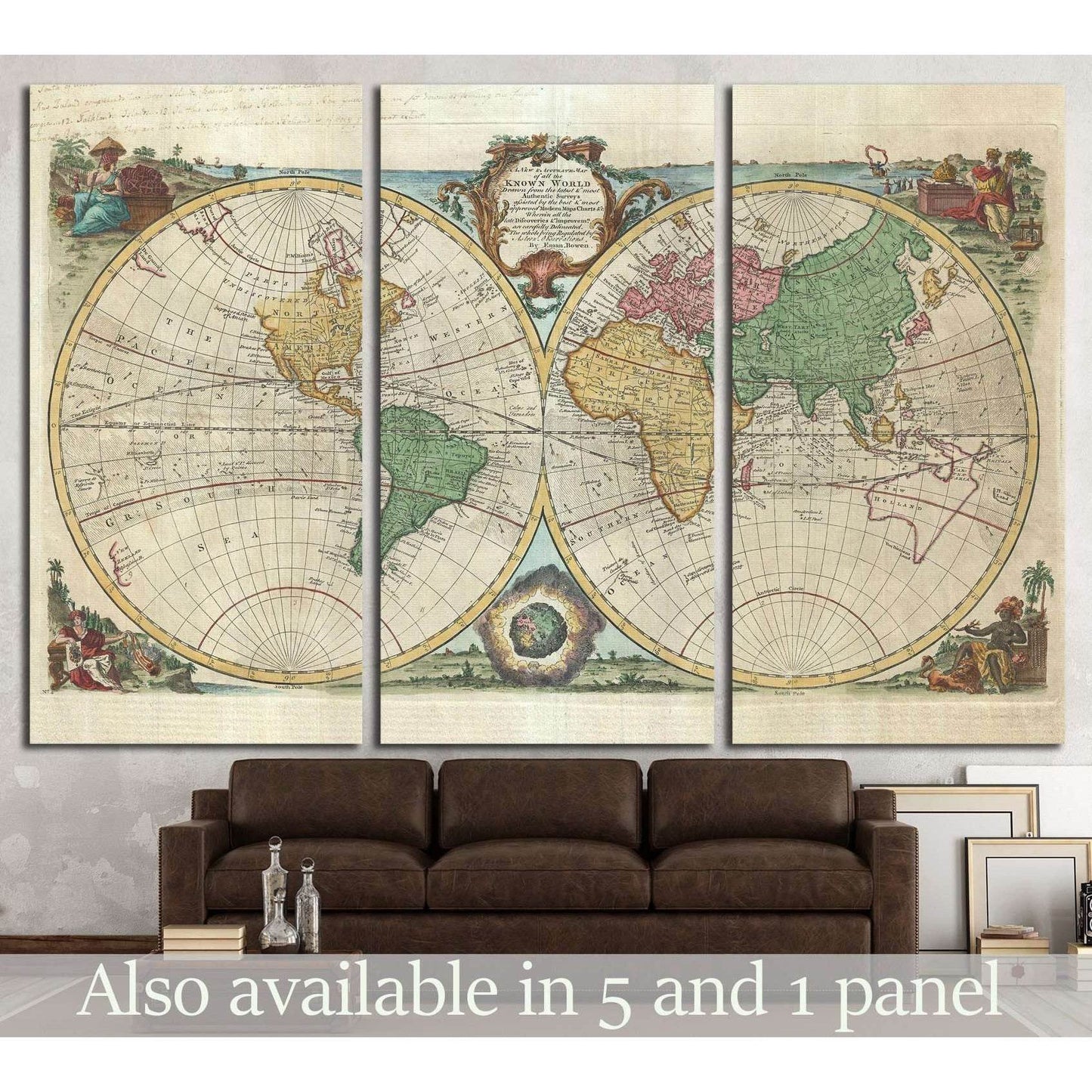 Old World Map №1477 Ready to Hang Canvas Print - Zellart Canvas Prints ALL_Products, s-1477