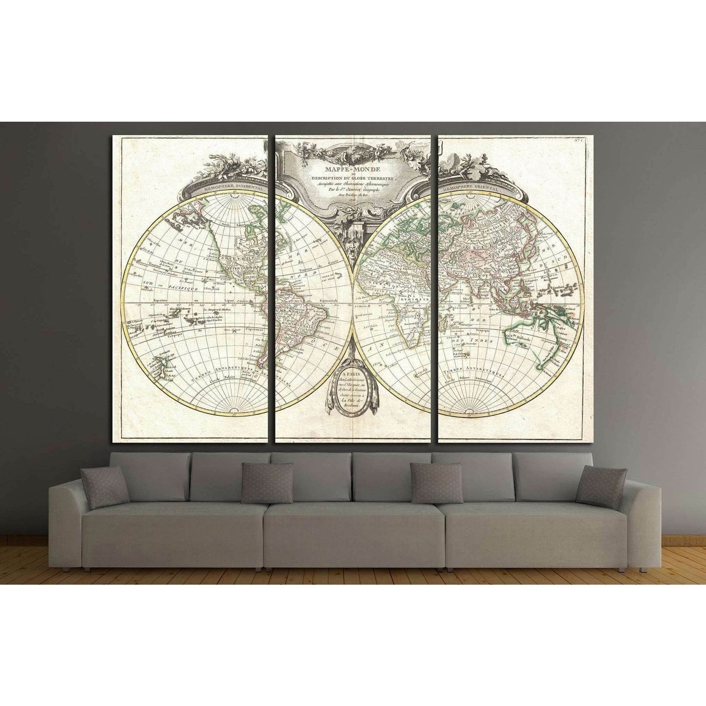 Old World Map №1478 Ready to Hang Canvas Print - Zellart Canvas Prints ALL_Products, s-1478