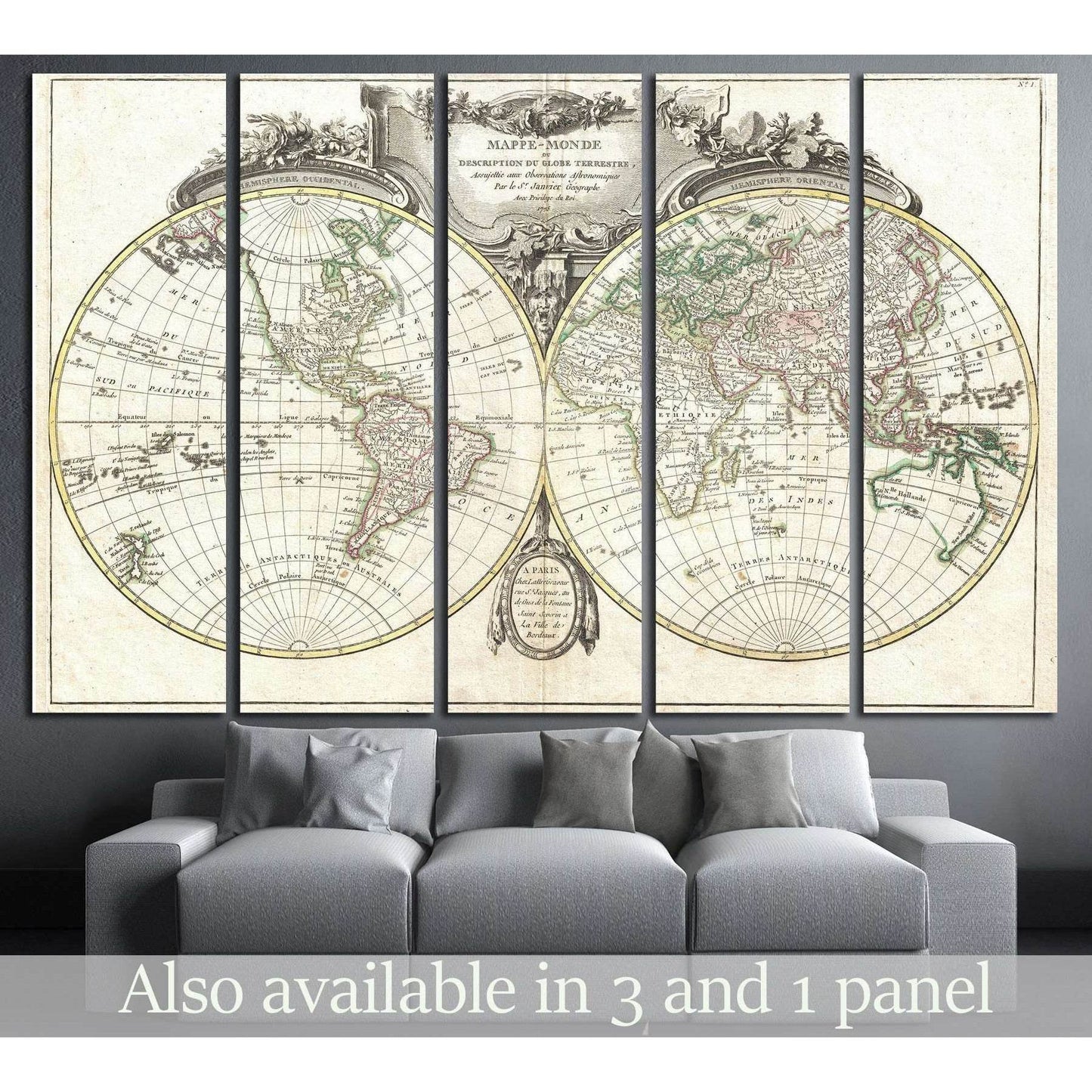 Old World Map №1478 Ready to Hang Canvas Print - Zellart Canvas Prints ALL_Products, s-1478