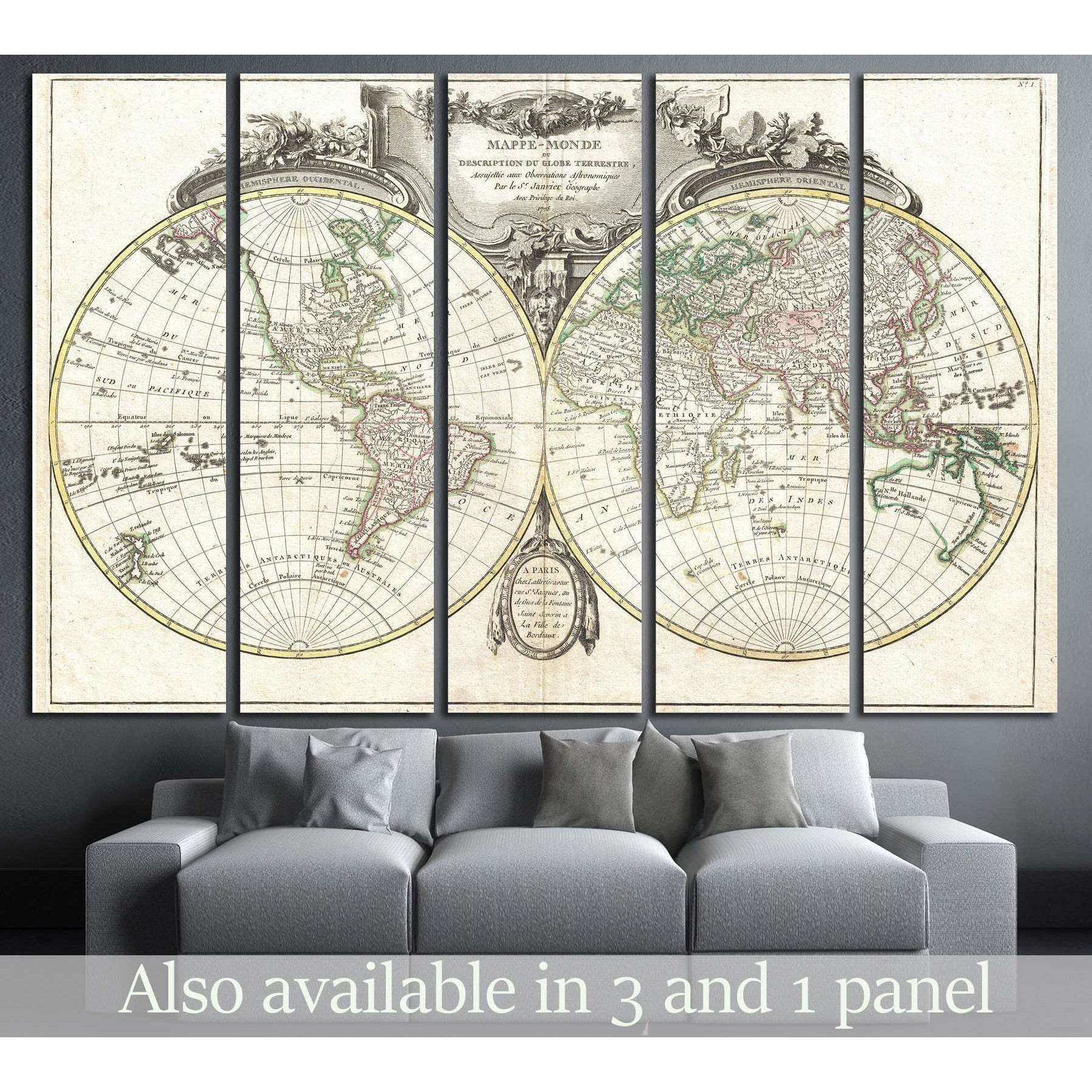 Old World Map №1478 Ready to Hang Canvas Print - Zellart Canvas Prints ALL_Products, s-1478