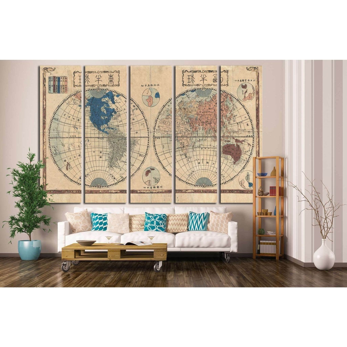 Old World Map №1479 Ready to Hang Canvas Print - Zellart Canvas Prints ALL_Products, s-1479