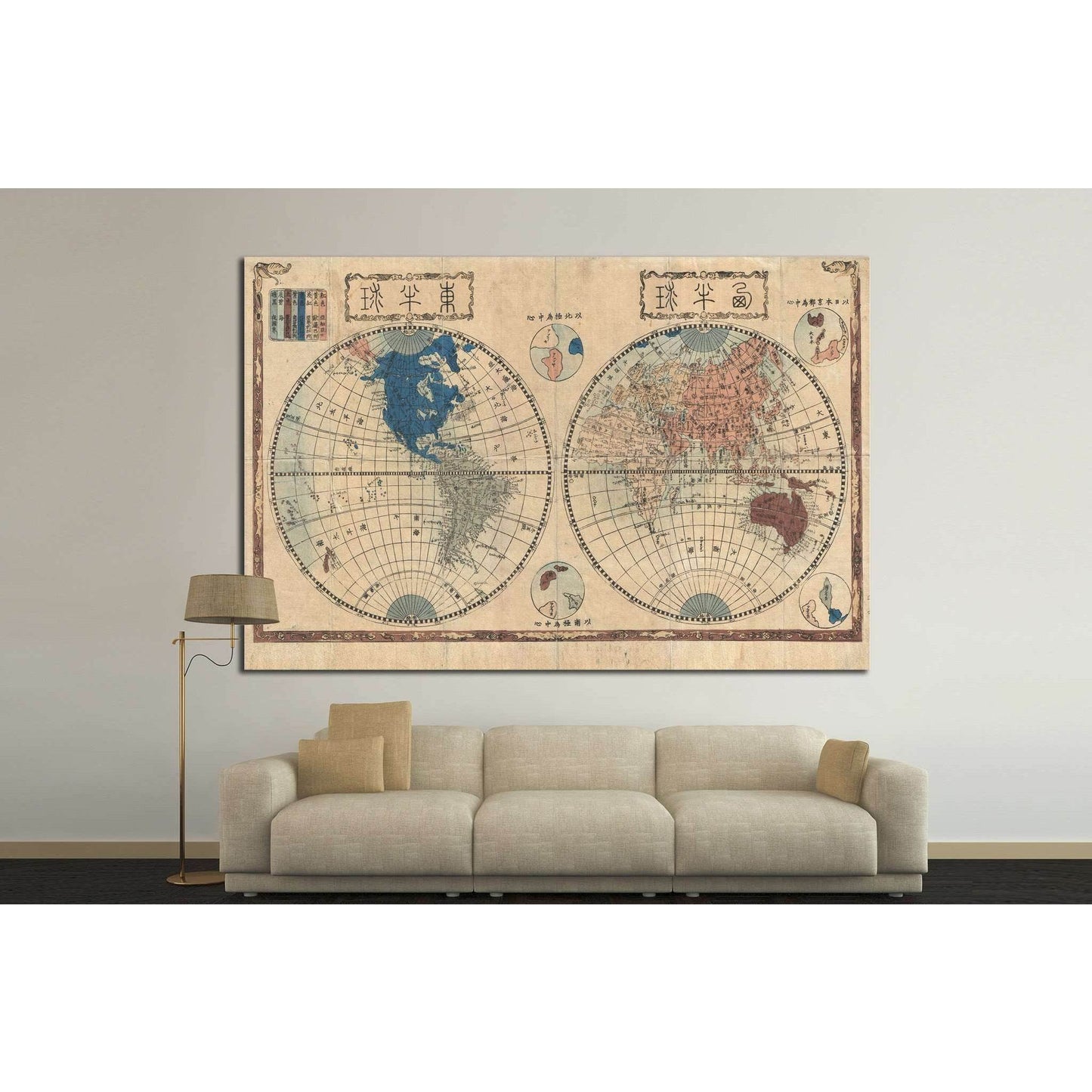 Old World Map №1479 Ready to Hang Canvas Print - Zellart Canvas Prints ALL_Products, s-1479
