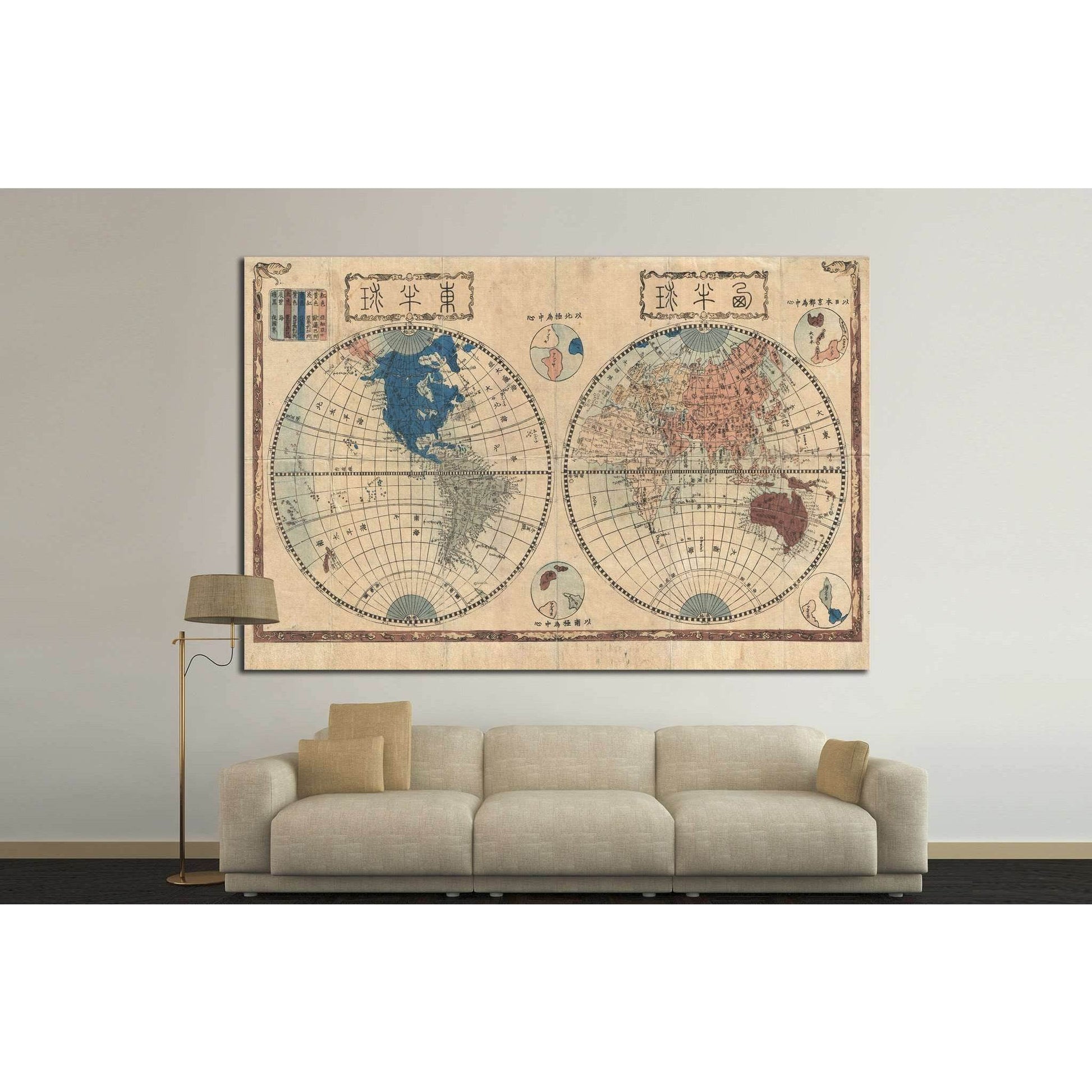 Old World Map №1479 Ready to Hang Canvas Print - Zellart Canvas Prints ALL_Products, s-1479