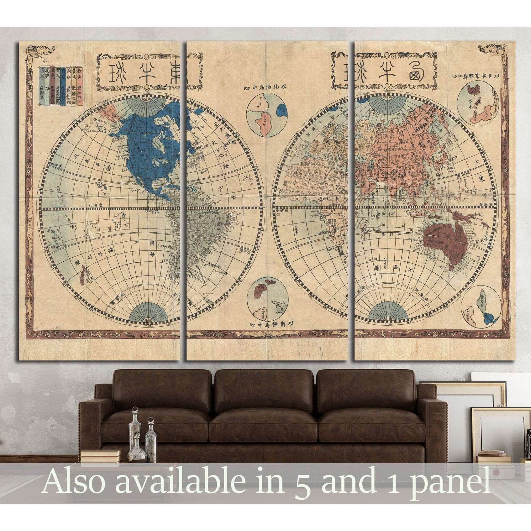 Old World Map №1479 Ready to Hang Canvas Print - Zellart Canvas Prints ALL_Products, s-1479