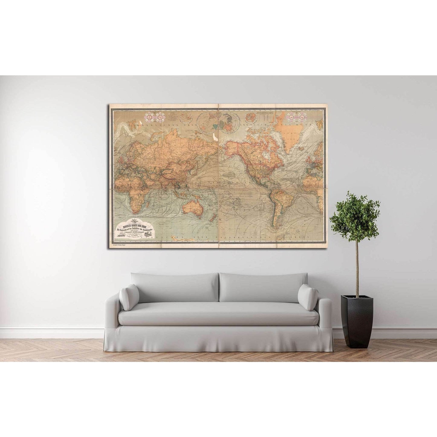 Old World Map №1481 Ready to Hang Canvas Print - Zellart Canvas Prints ALL_Products, s-1481