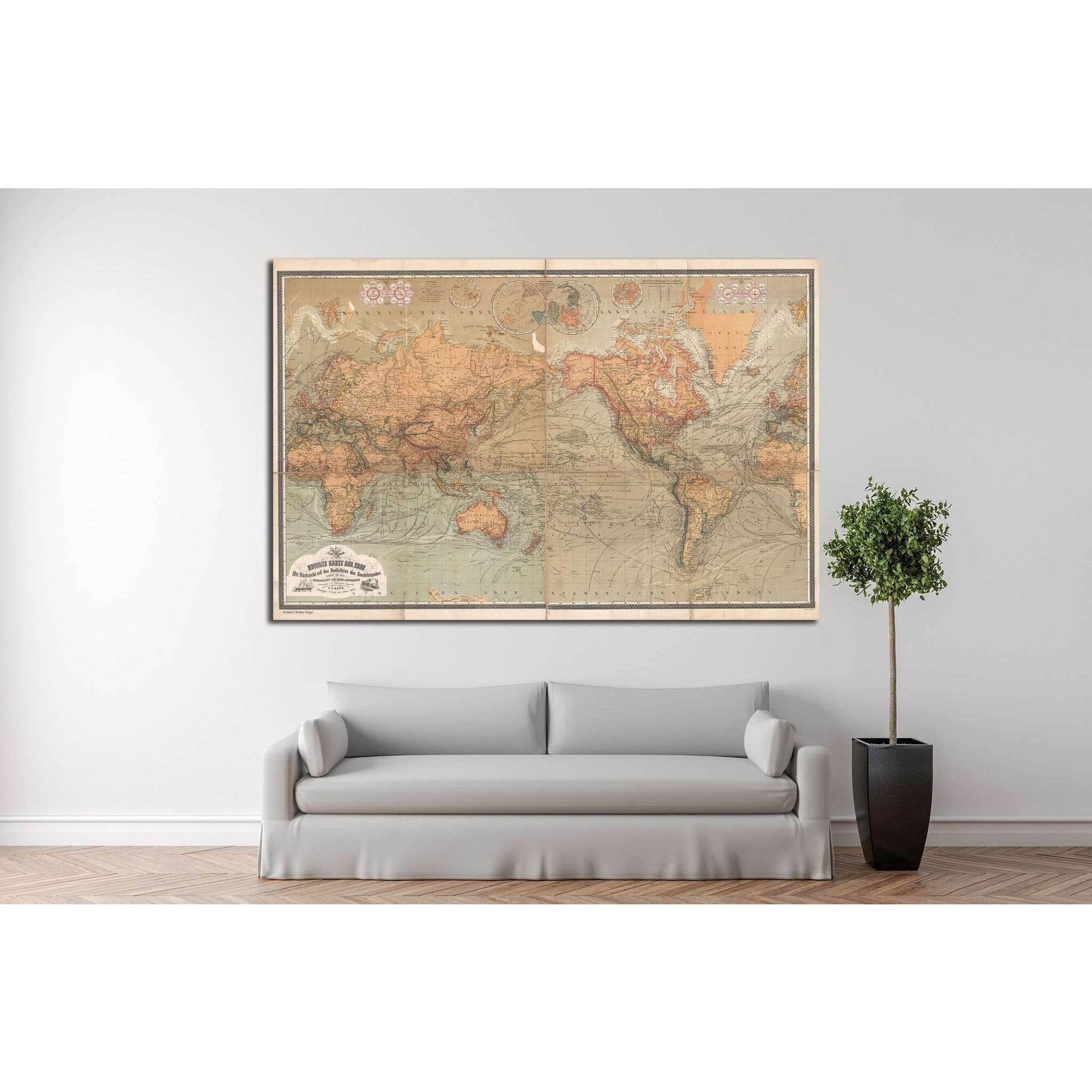 Old World Map №1481 Ready to Hang Canvas Print - Zellart Canvas Prints ALL_Products, s-1481