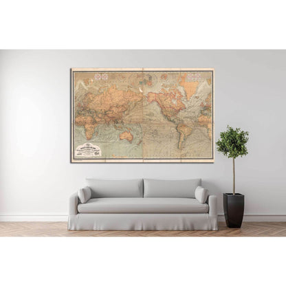 Old World Map №1481 Ready to Hang Canvas Print - Zellart Canvas Prints ALL_Products, s-1481