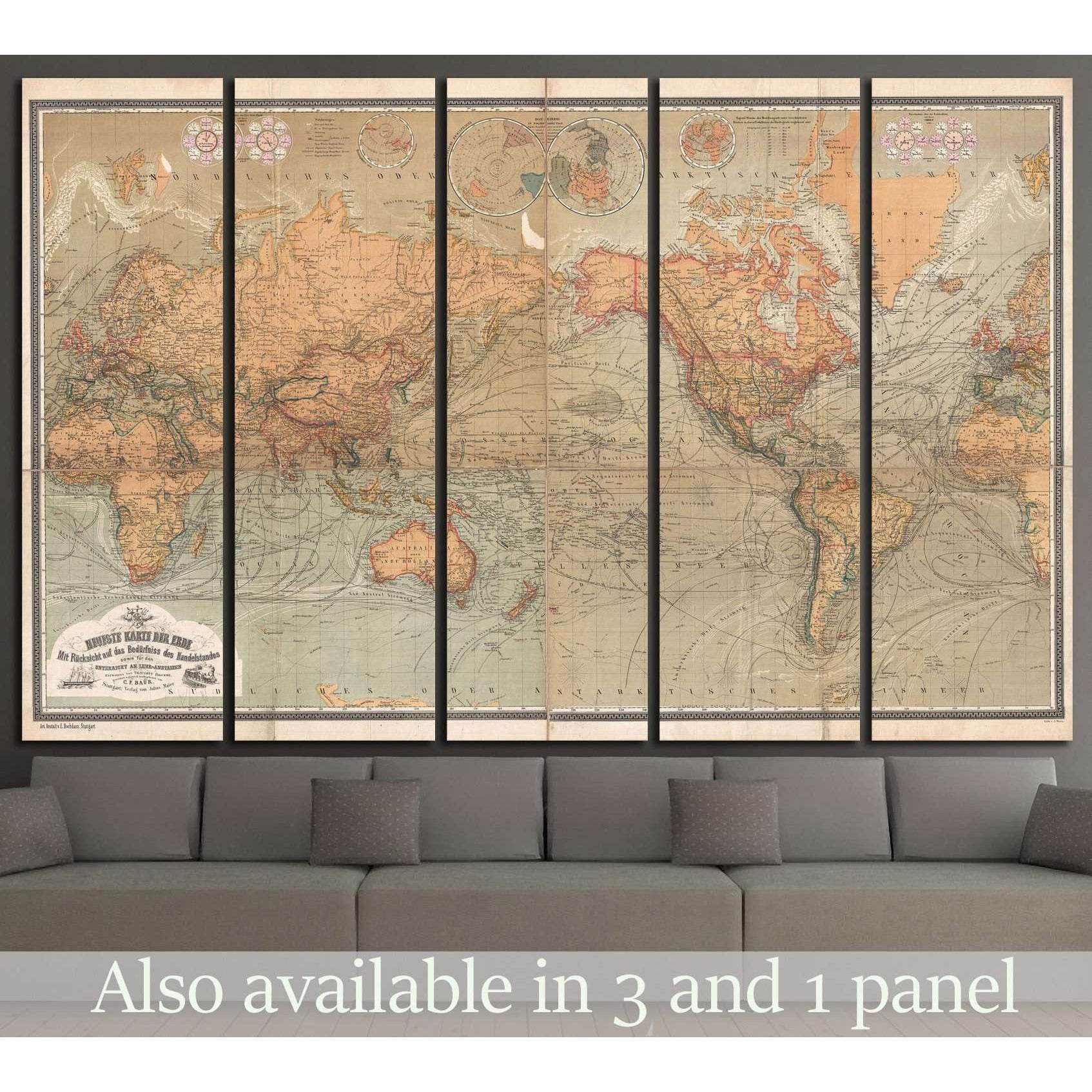 Old World Map №1481 Ready to Hang Canvas Print - Zellart Canvas Prints ALL_Products, s-1481