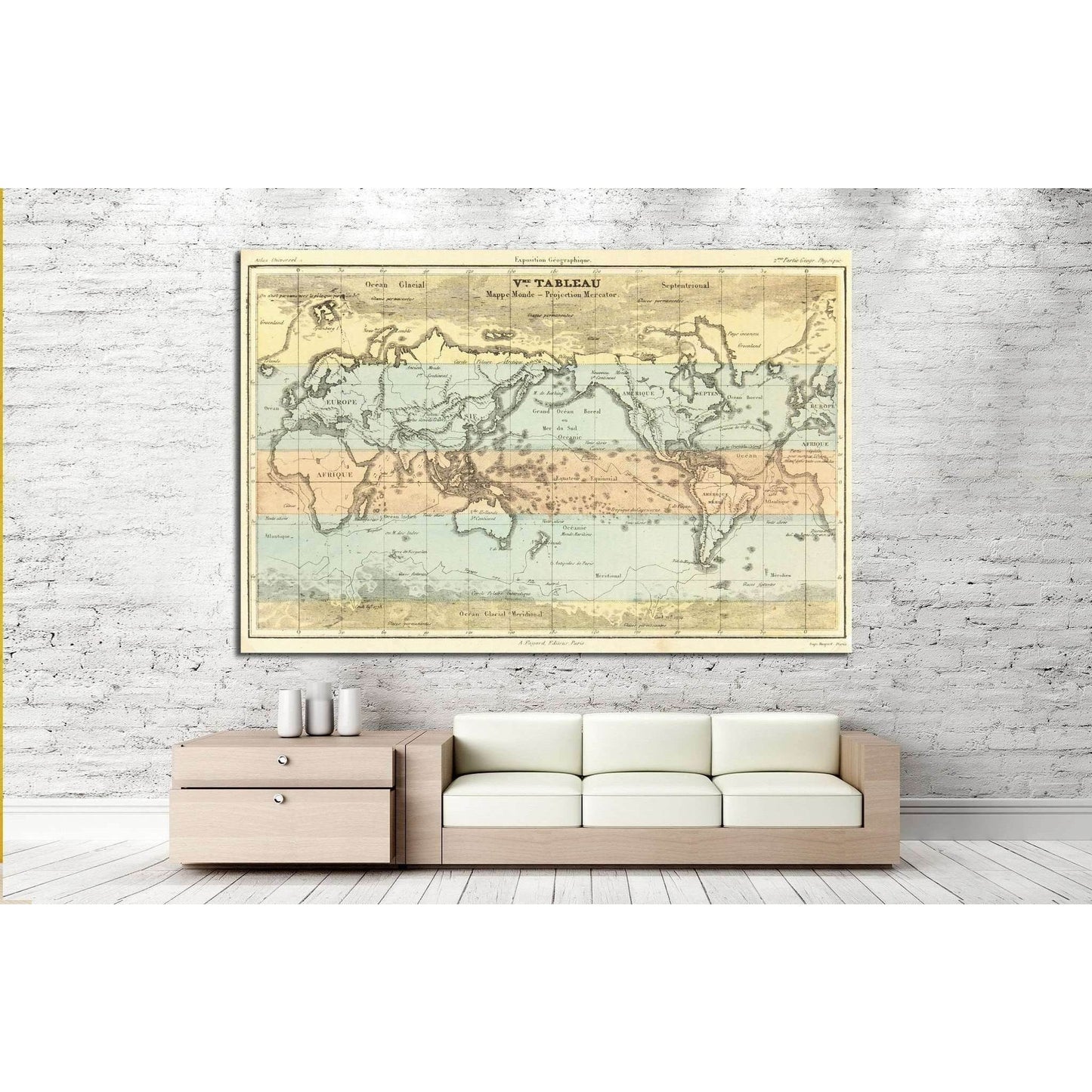 Old World Map №1483 Ready to Hang Canvas Print - Zellart Canvas Prints ALL_Products, s-1483