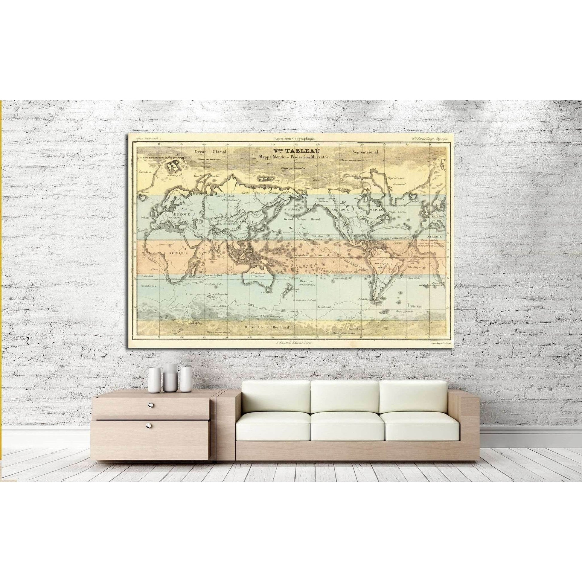 Old World Map №1483 Ready to Hang Canvas Print - Zellart Canvas Prints ALL_Products, s-1483