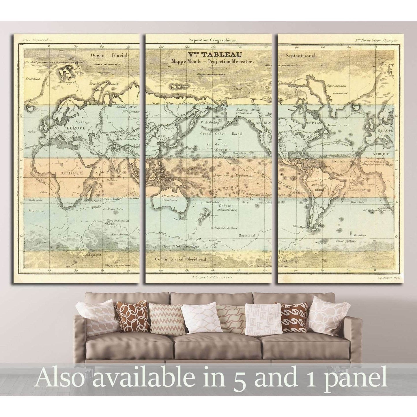 Old World Map №1483 Ready to Hang Canvas Print - Zellart Canvas Prints ALL_Products, s-1483