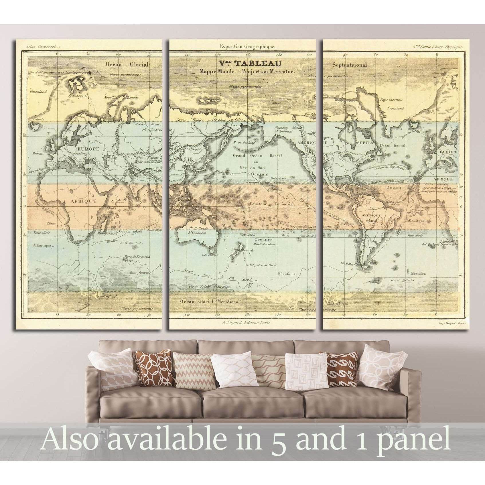 Old World Map №1483 Ready to Hang Canvas Print - Zellart Canvas Prints ALL_Products, s-1483