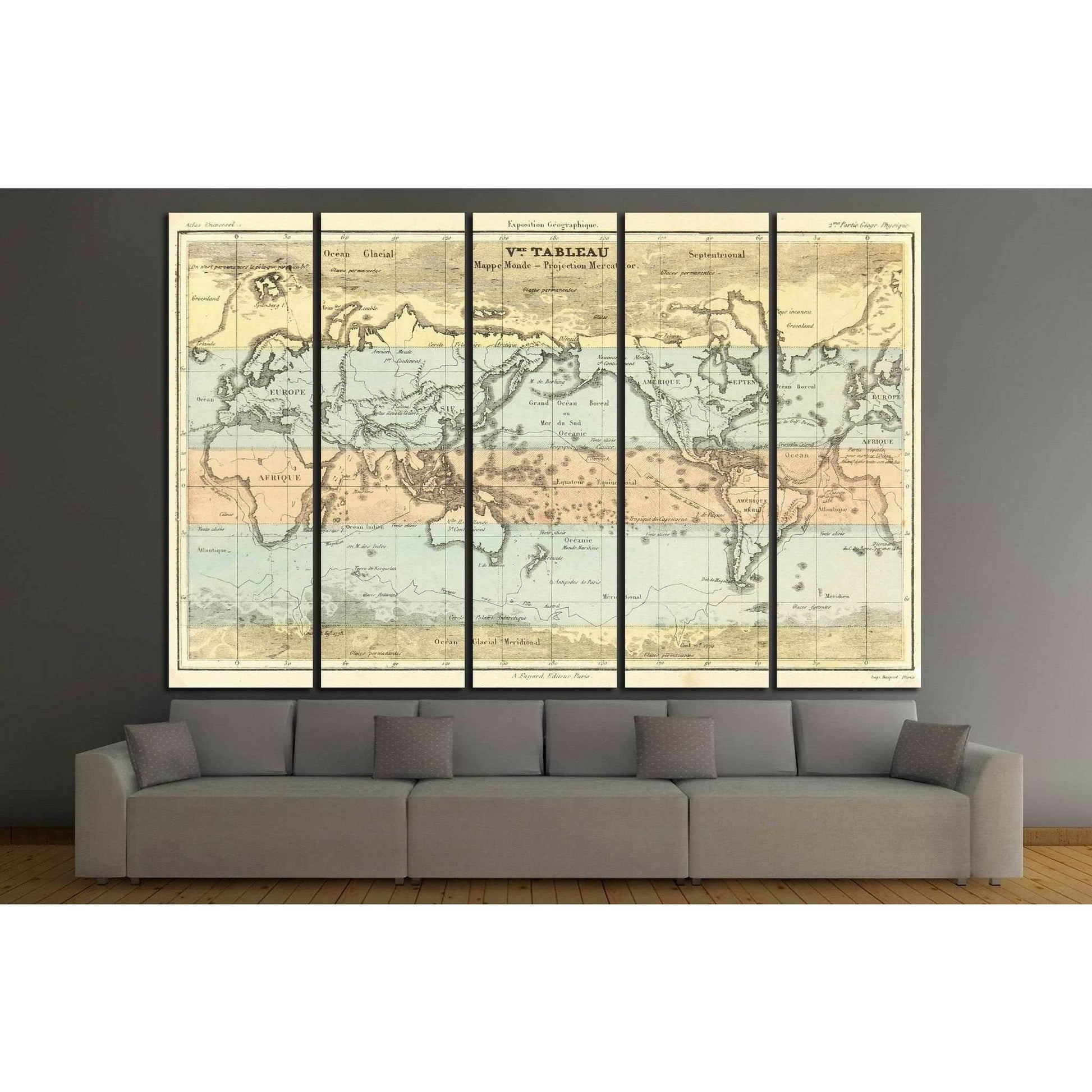 Old World Map №1483 Ready to Hang Canvas Print - Zellart Canvas Prints ALL_Products, s-1483