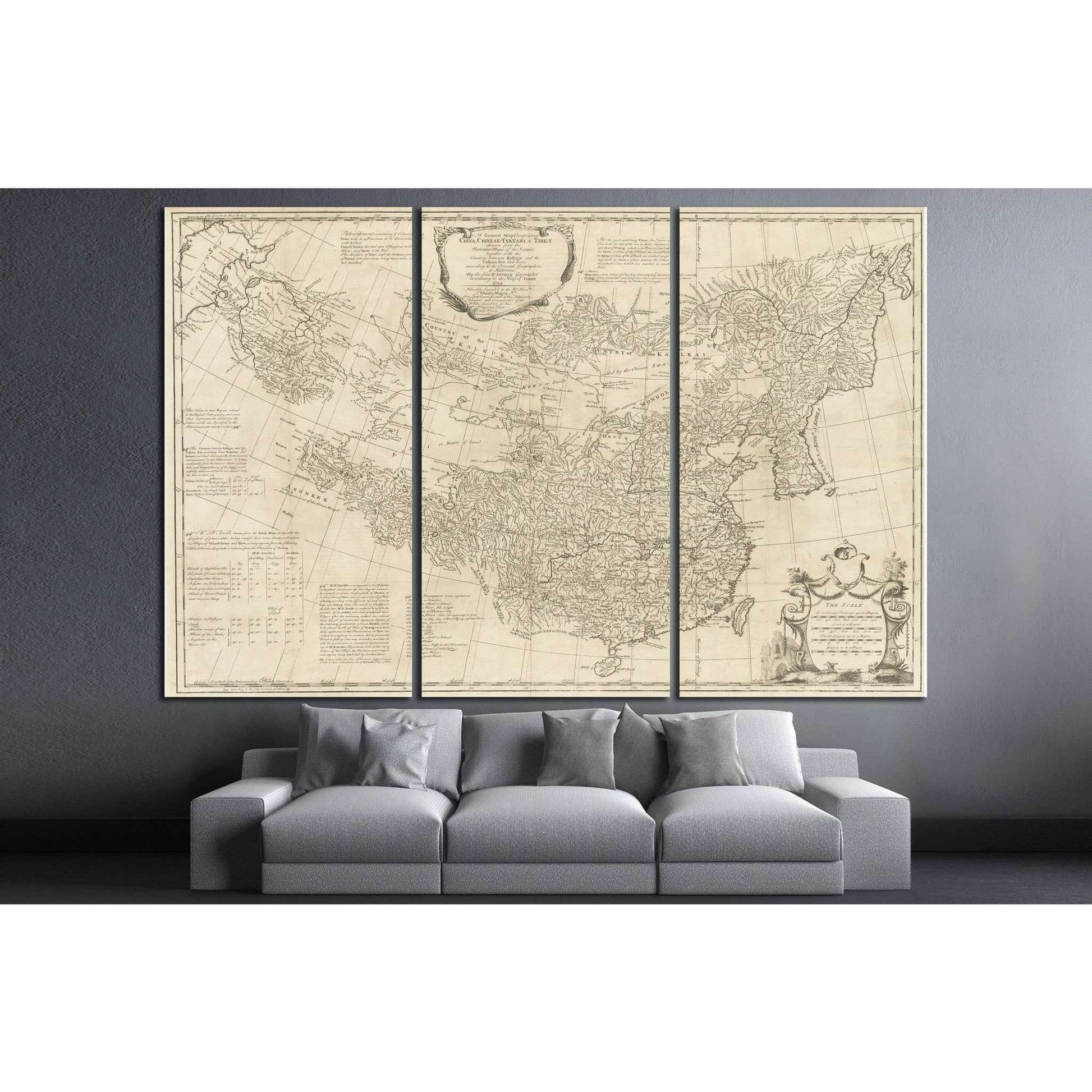 Old World Map №1485 Ready to Hang Canvas Print - Zellart Canvas Prints ALL_Products, s-1485