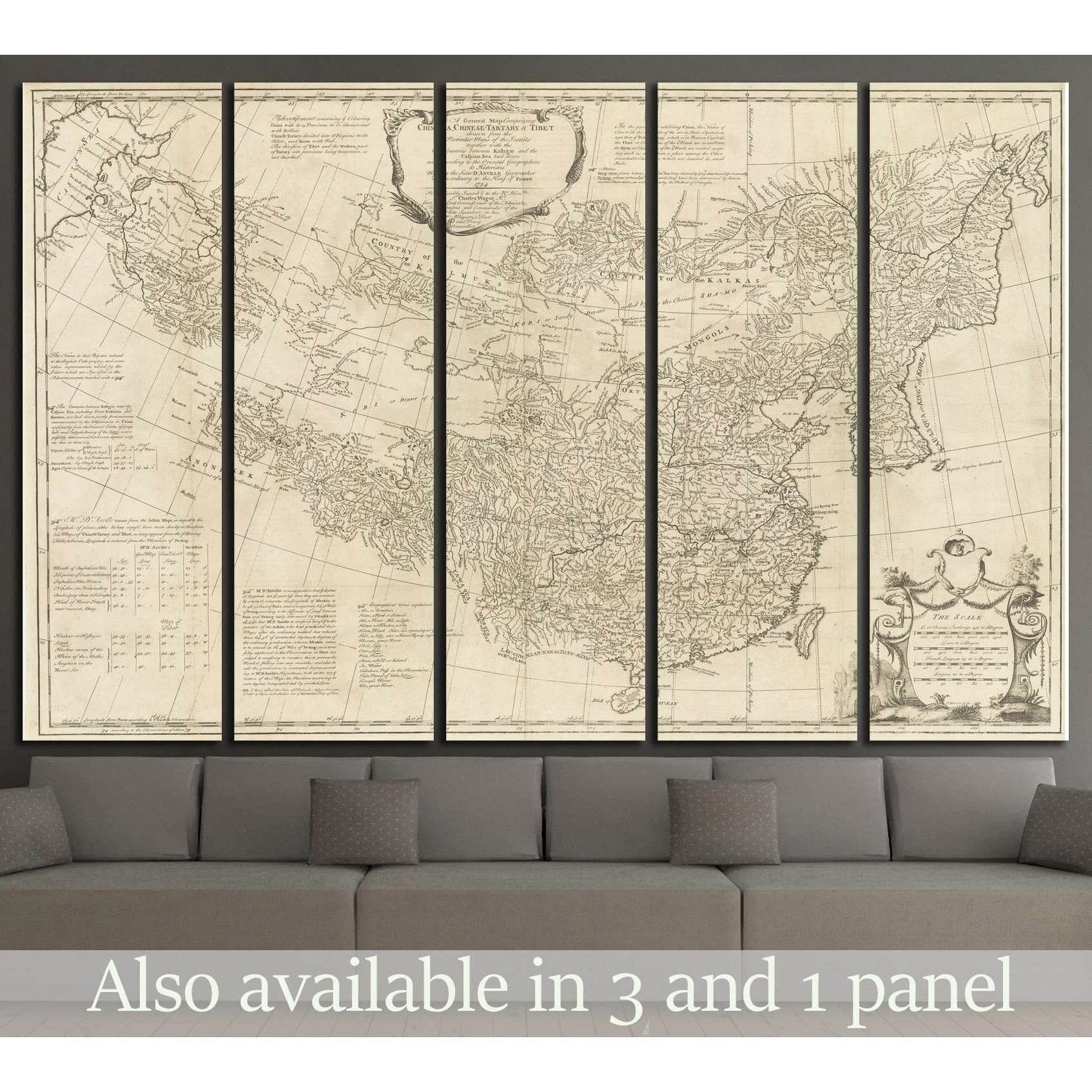 Old World Map №1485 Ready to Hang Canvas Print - Zellart Canvas Prints ALL_Products, s-1485