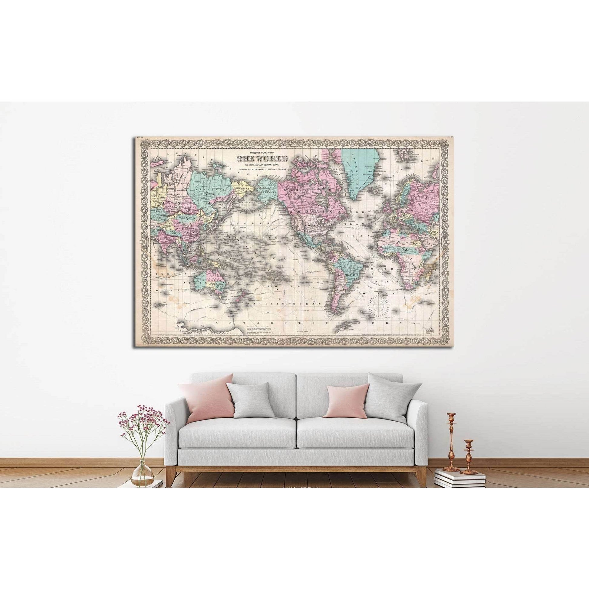 Old World Map №1490 Ready to Hang Canvas Print - Zellart Canvas Prints ALL_Products, s-1490