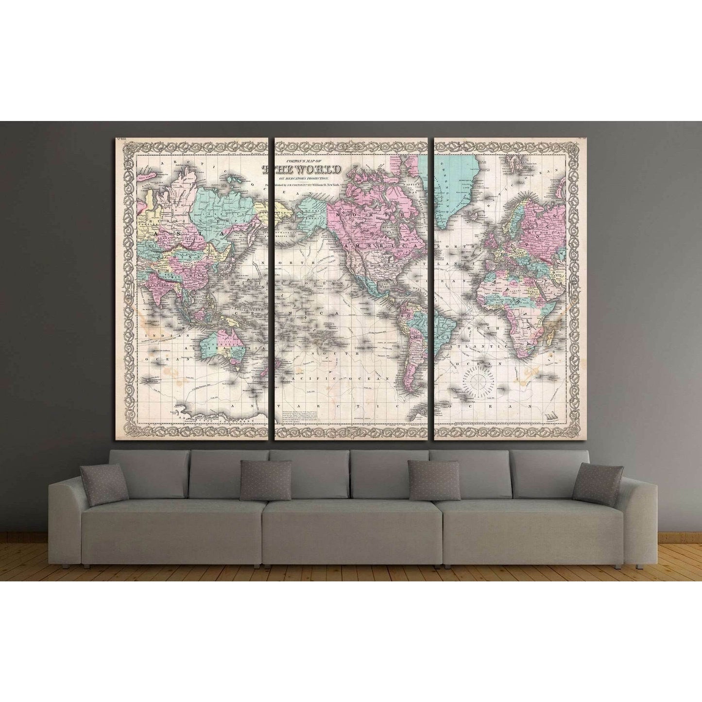 Old World Map №1490 Ready to Hang Canvas Print - Zellart Canvas Prints ALL_Products, s-1490