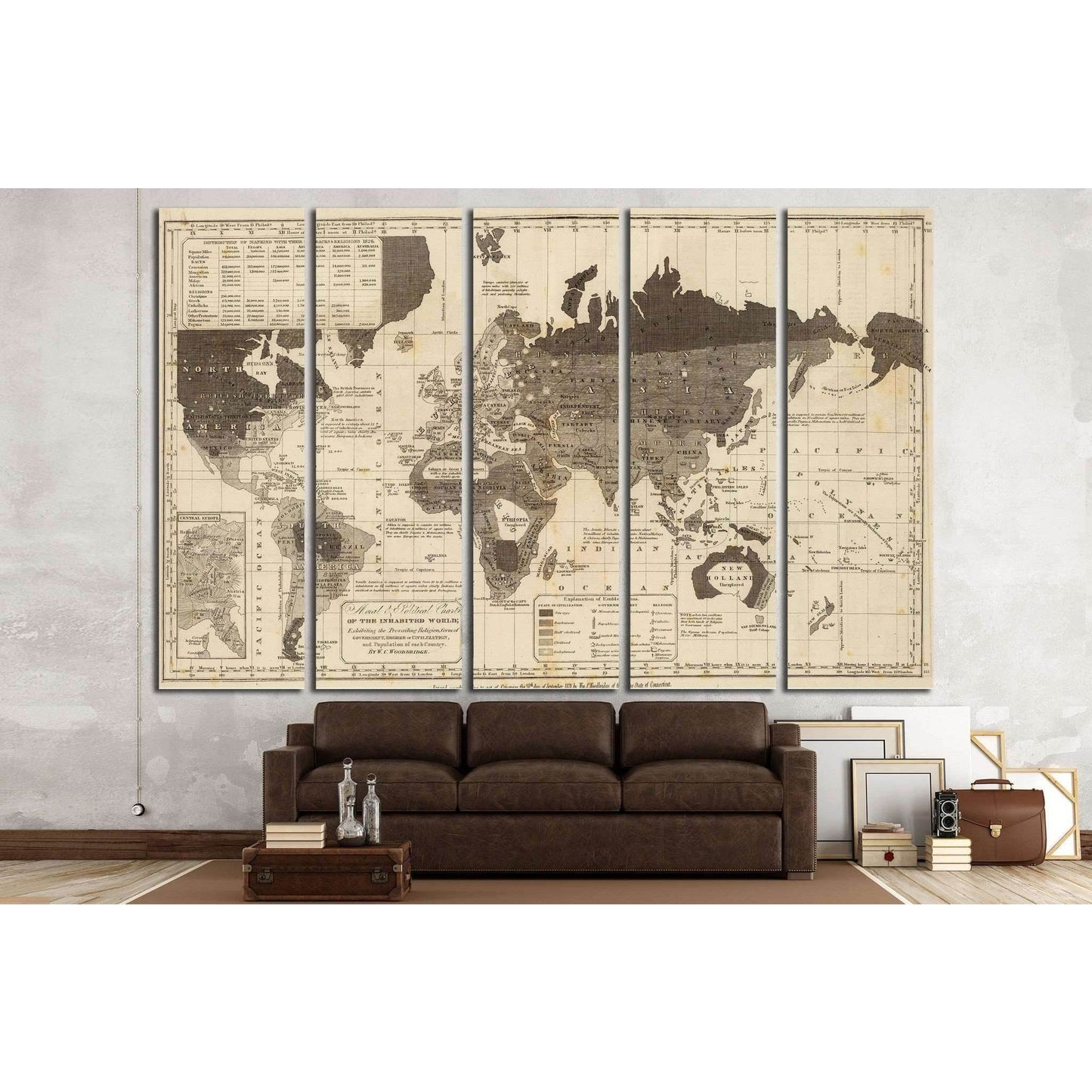 Old World Map №1491 Ready to Hang Canvas Print - Zellart Canvas Prints ALL_Products, s-1491