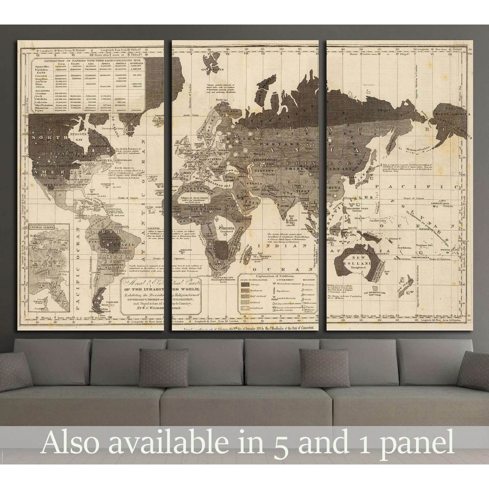 Old World Map №1491 Ready to Hang Canvas Print - Zellart Canvas Prints ALL_Products, s-1491