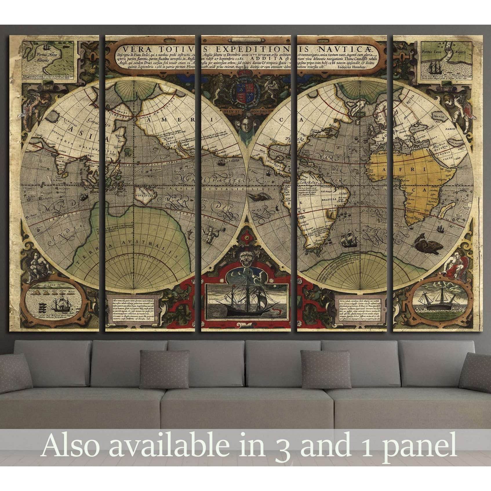 Old World Map №1494 Ready to Hang Canvas Print - Zellart Canvas Prints ALL_Products, s-1494