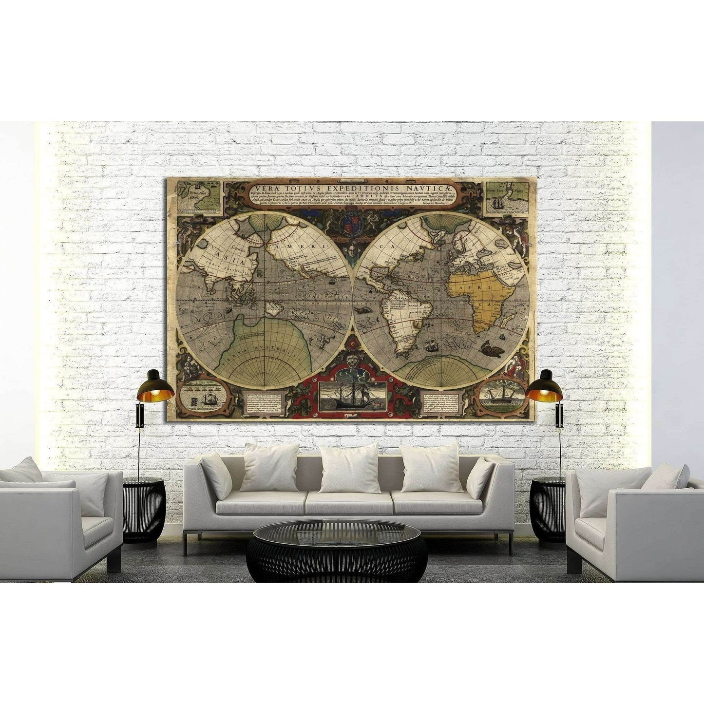 Old World Map №1494 Ready to Hang Canvas Print - Zellart Canvas Prints ALL_Products, s-1494