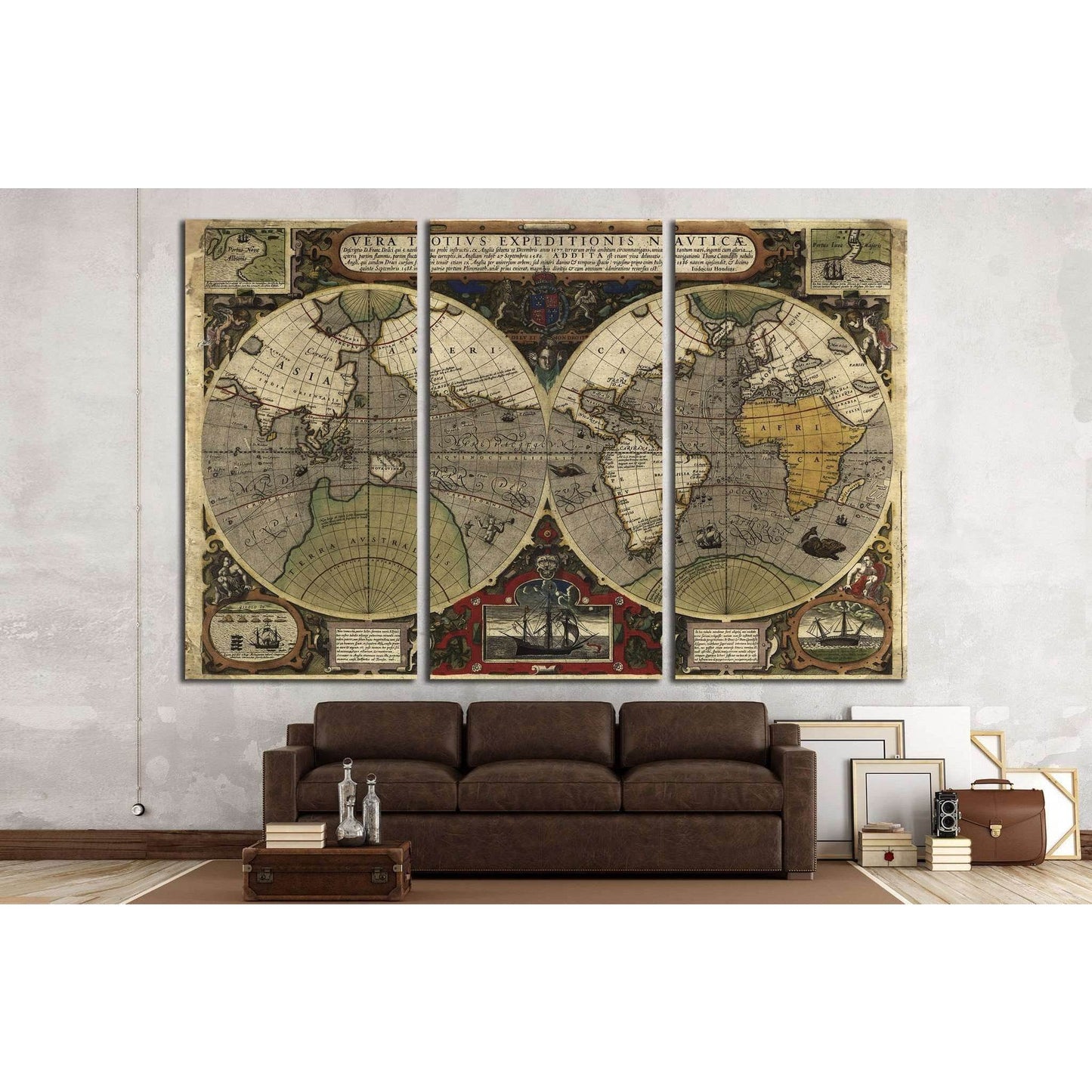 Old World Map №1494 Ready to Hang Canvas Print - Zellart Canvas Prints ALL_Products, s-1494