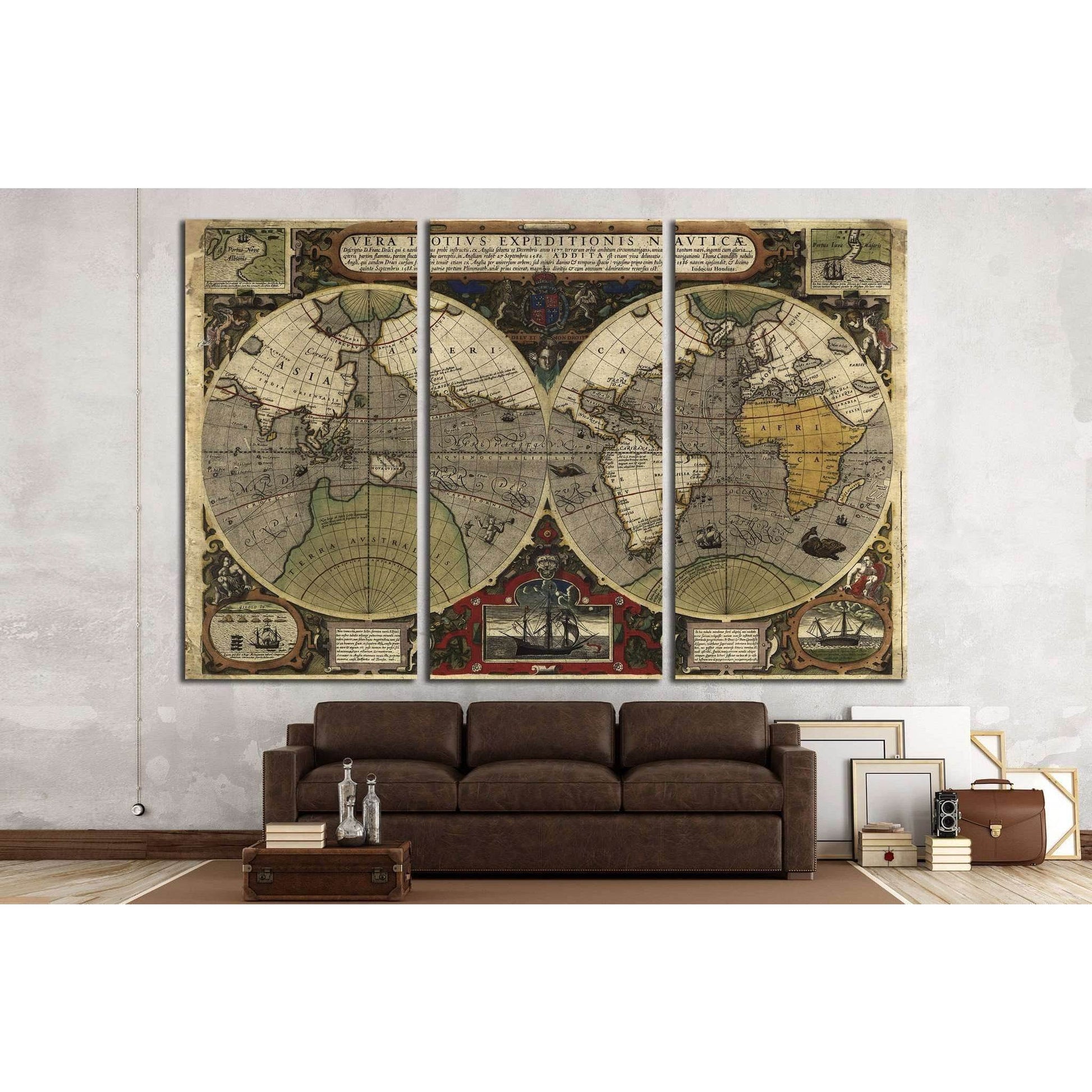 Old World Map №1494 Ready to Hang Canvas Print - Zellart Canvas Prints ALL_Products, s-1494