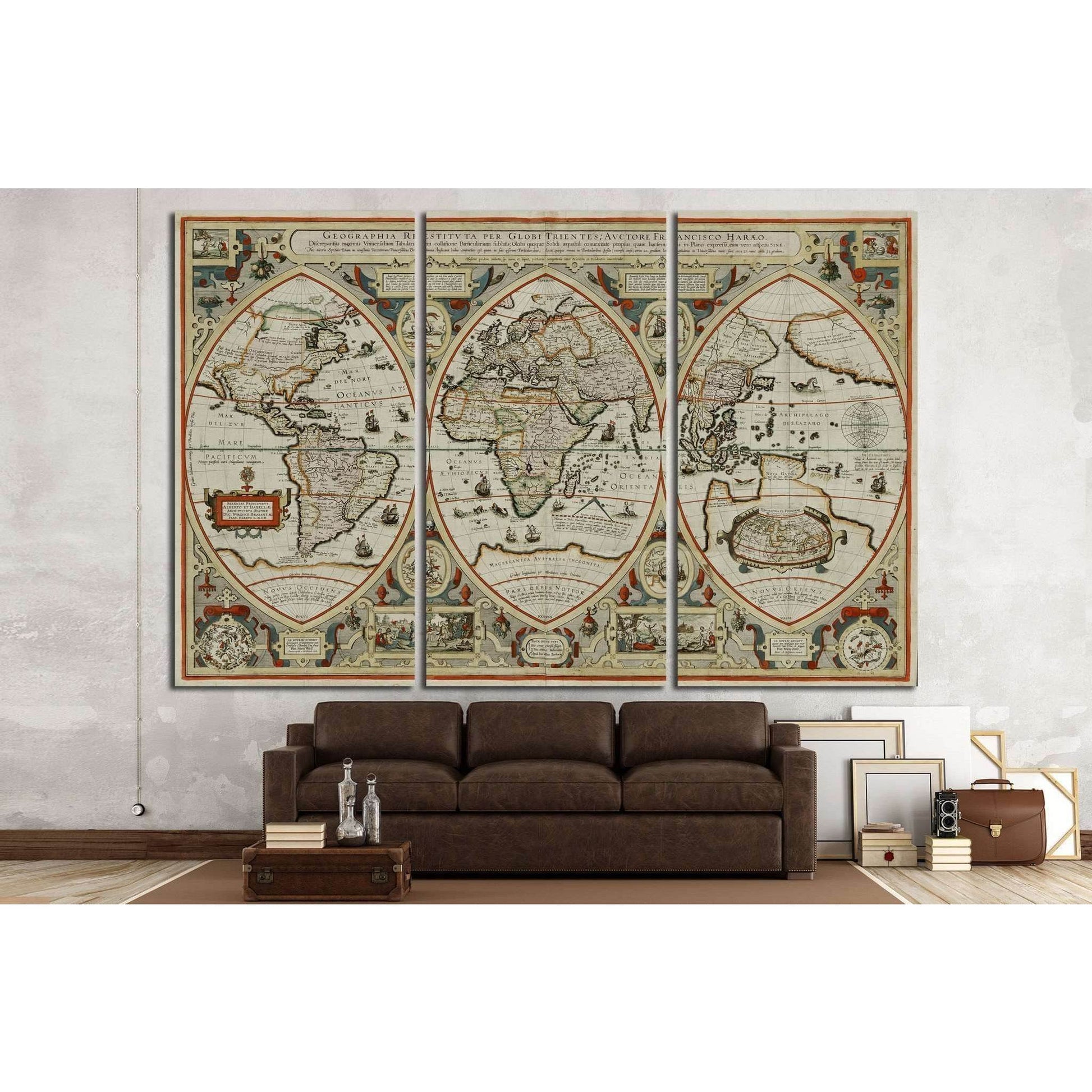 Old World map №1457 Ready to Hang Canvas PrintCanvas art arrives ready to hang, with hanging accessories included and no additional framing required. Every canvas print is hand-crafted, made on-demand at our workshop and expertly stretched around 100% Nor