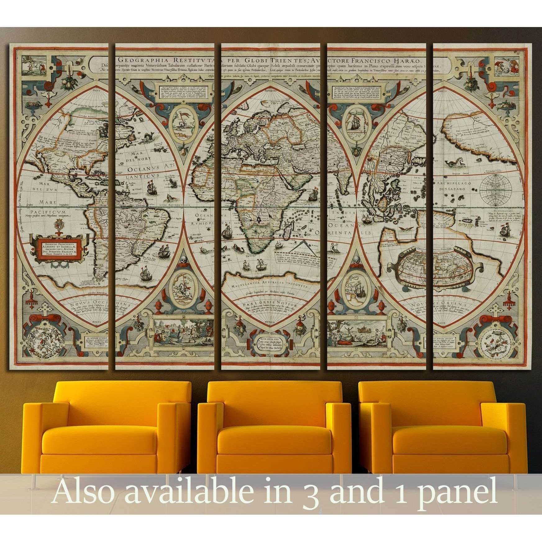Old World map №1457 Ready to Hang Canvas PrintCanvas art arrives ready to hang, with hanging accessories included and no additional framing required. Every canvas print is hand-crafted, made on-demand at our workshop and expertly stretched around 100% Nor