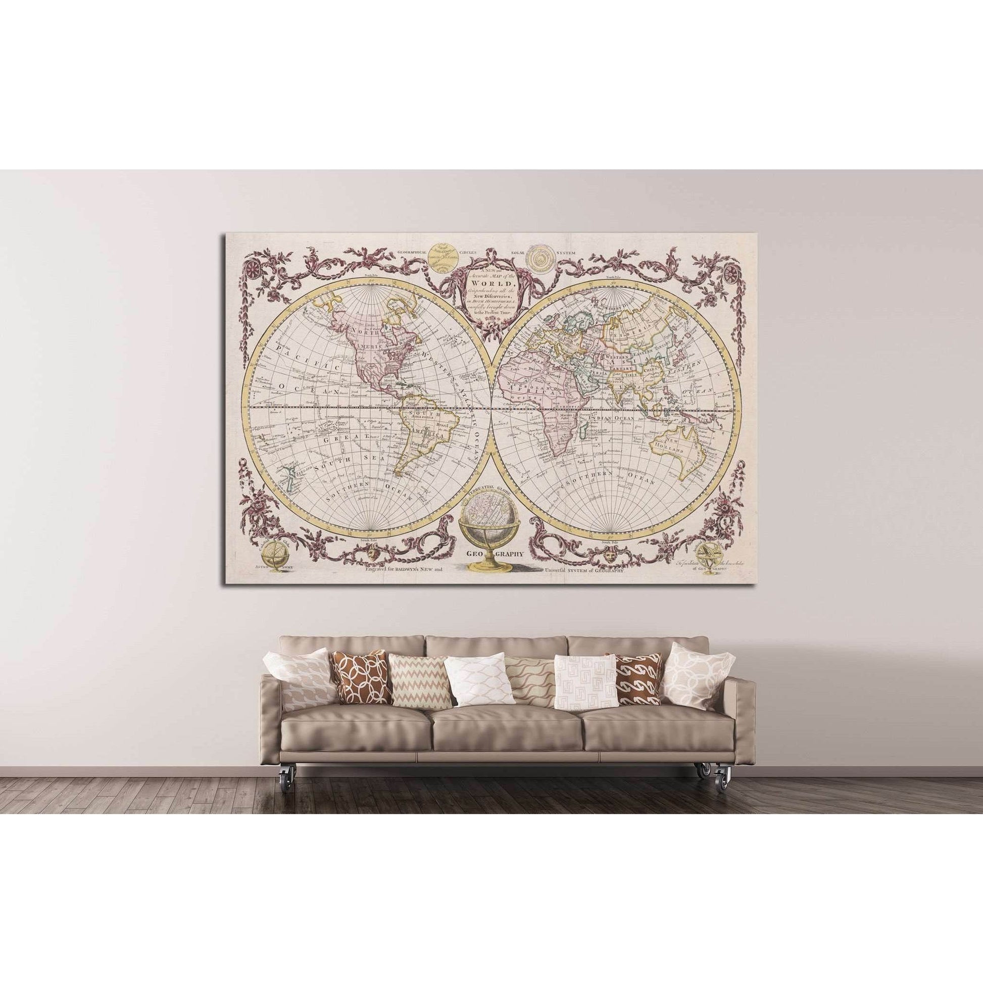 Old World Map №1470 Ready to Hang Canvas PrintCanvas art arrives ready to hang, with hanging accessories included and no additional framing required. Every canvas print is hand-crafted, made on-demand at our workshop and expertly stretched around 100% Nor