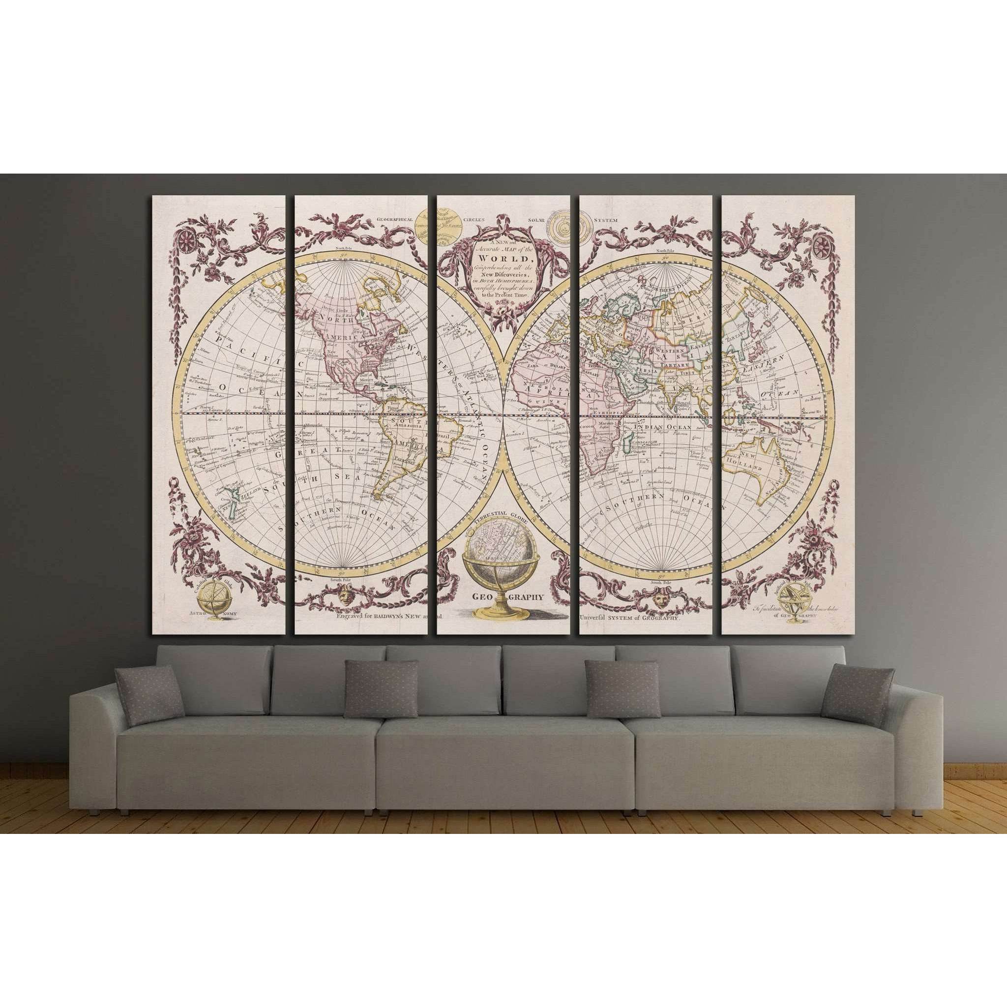 Old World Map №1470 Ready to Hang Canvas Print