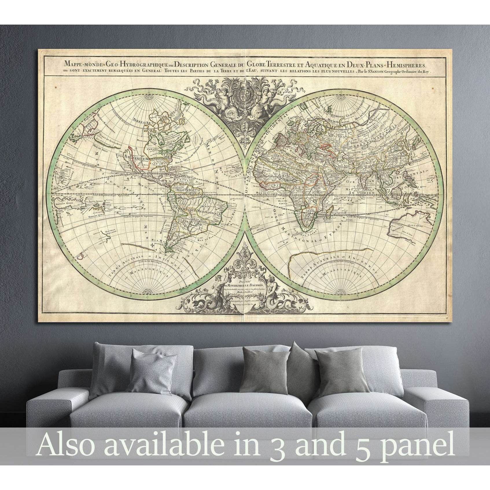 Old World Map №1471 Ready to Hang Canvas Print
