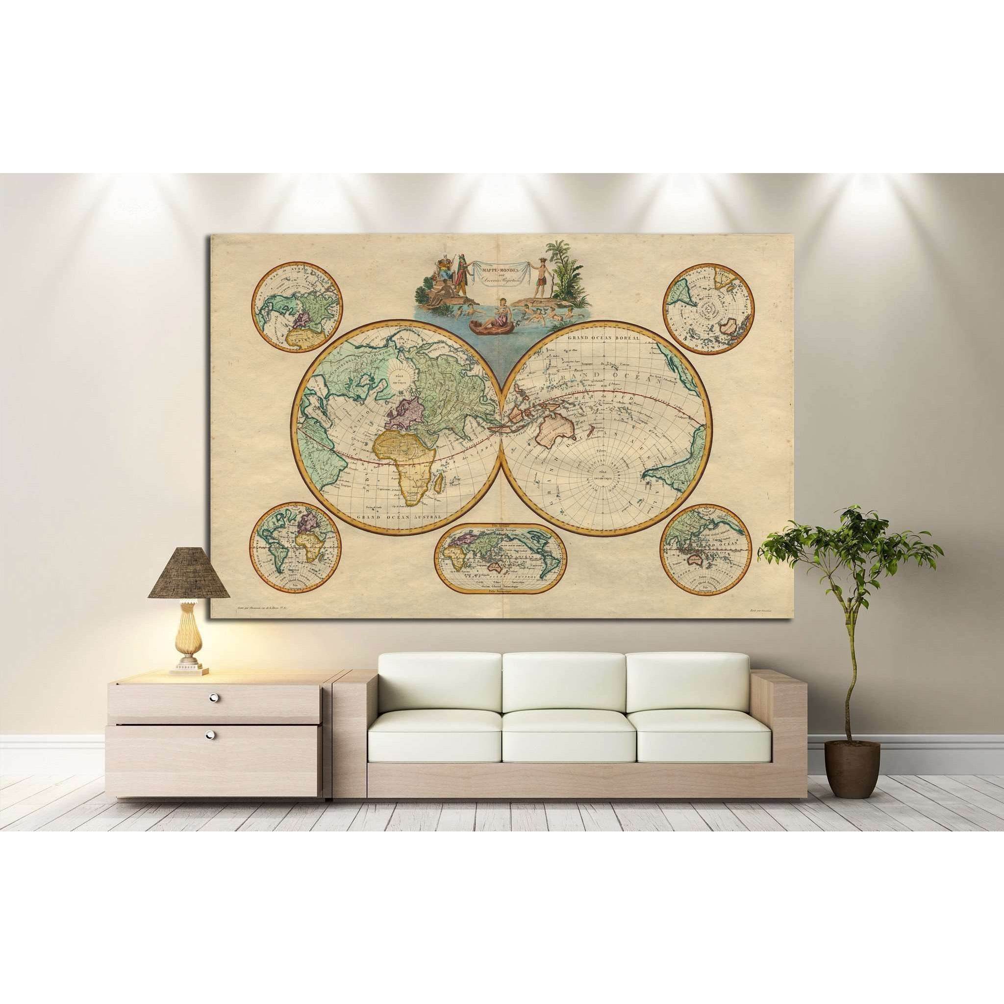Old World Map №1473 Ready to Hang Canvas Print