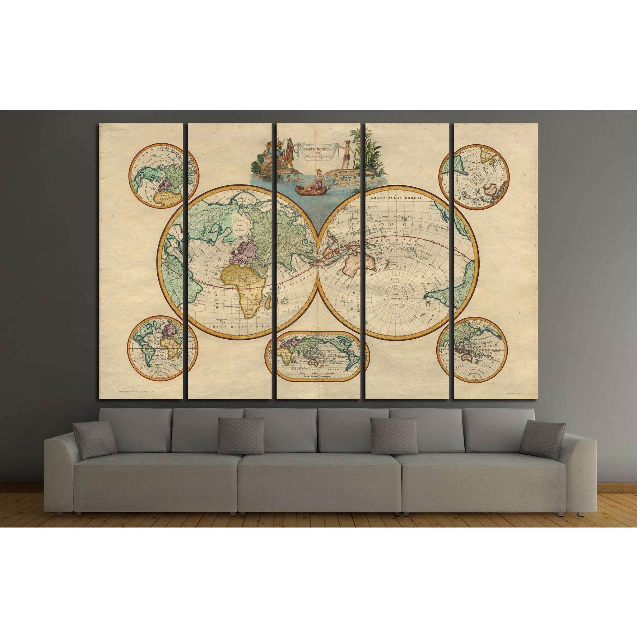 Old World Map №1473 Ready to Hang Canvas Print