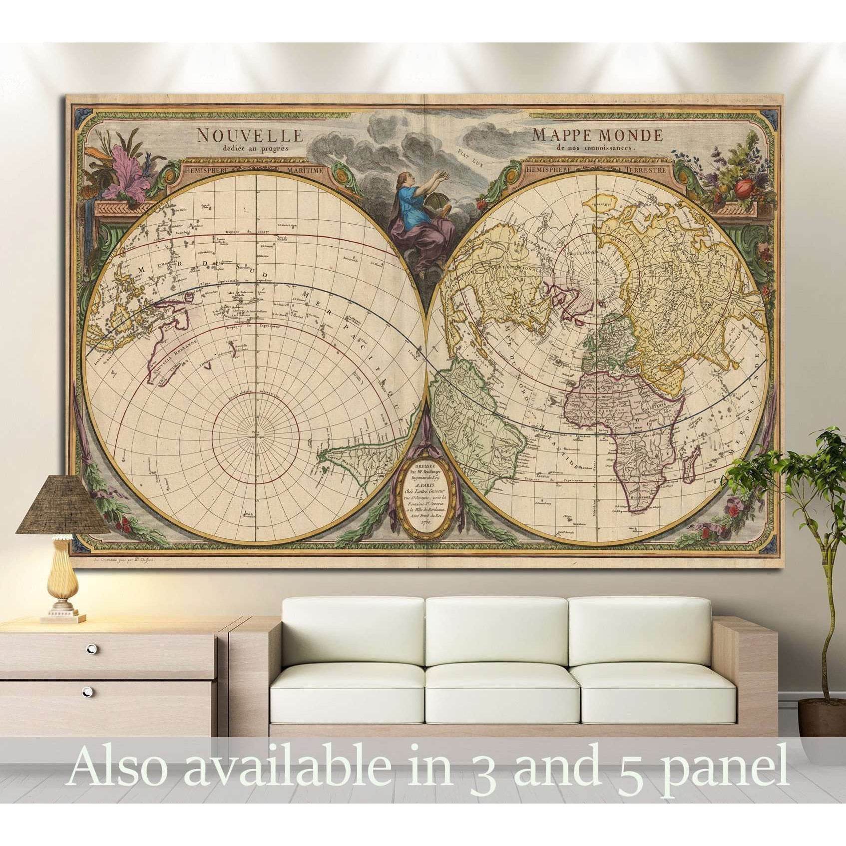 Old World Map №1474 Ready to Hang Canvas PrintCanvas art arrives ready to hang, with hanging accessories included and no additional framing required. Every canvas print is hand-crafted, made on-demand at our workshop and expertly stretched around 100% Nor
