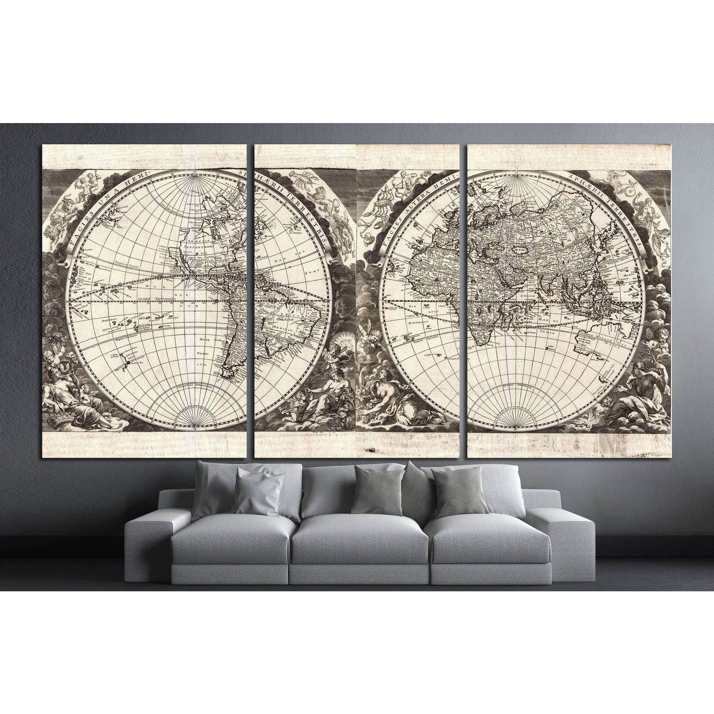 Old World Map №1476 Ready to Hang Canvas PrintCanvas art arrives ready to hang, with hanging accessories included and no additional framing required. Every canvas print is hand-crafted, made on-demand at our workshop and expertly stretched around 100% Nor