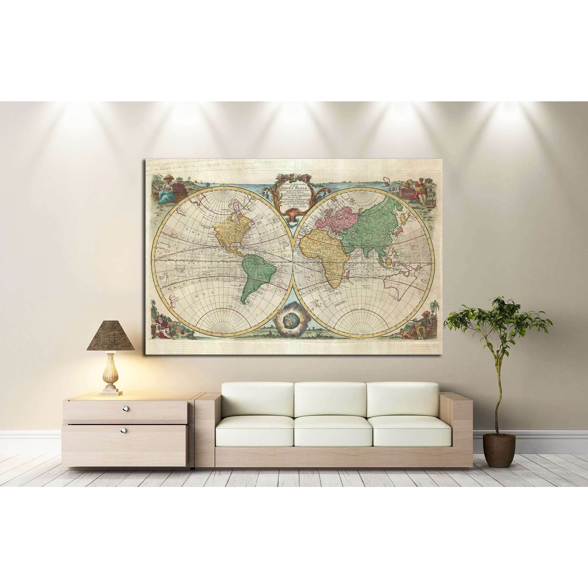 Old World Map №1477 Ready to Hang Canvas Print