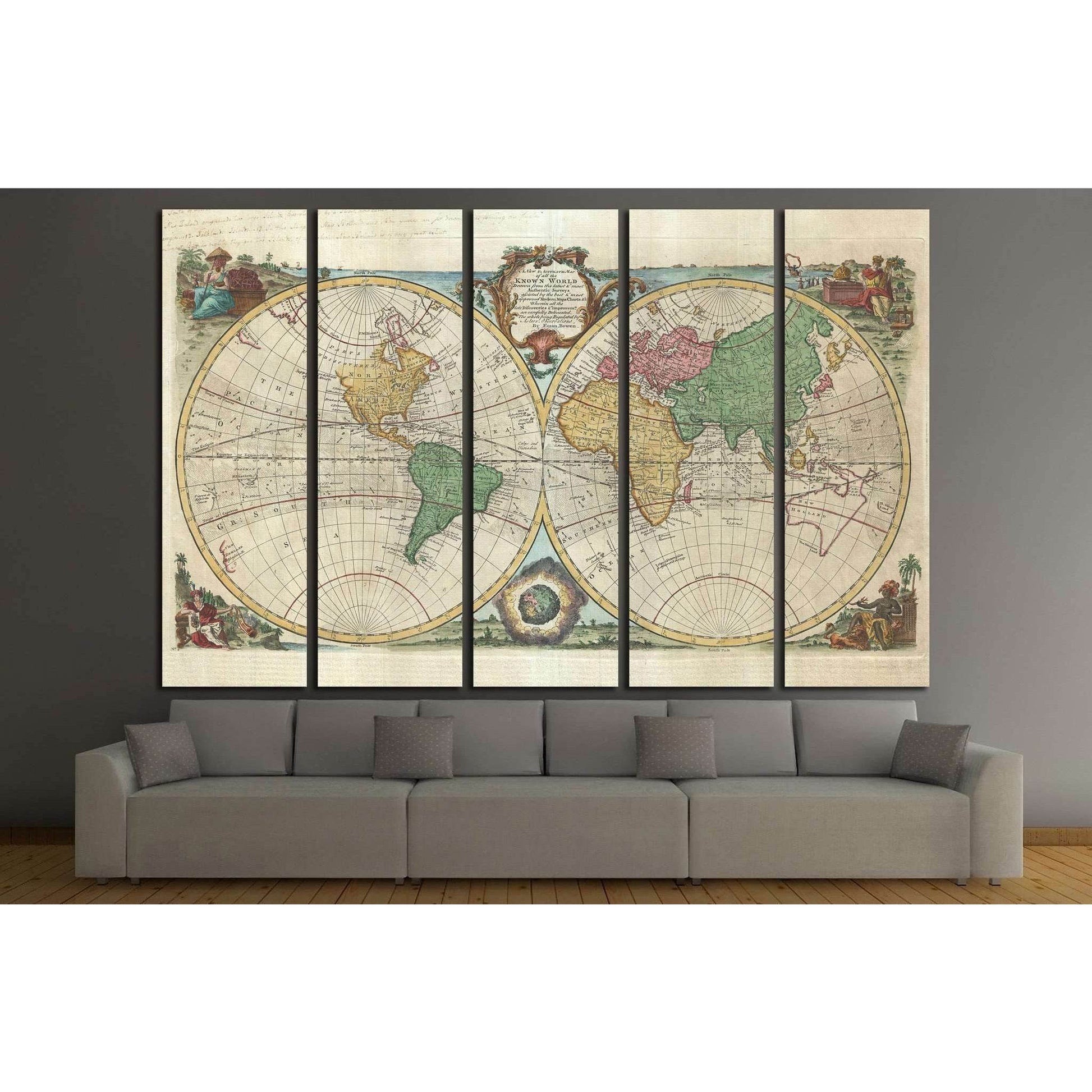 Old World Map №1477 Ready to Hang Canvas PrintCanvas art arrives ready to hang, with hanging accessories included and no additional framing required. Every canvas print is hand-crafted, made on-demand at our workshop and expertly stretched around 100% Nor