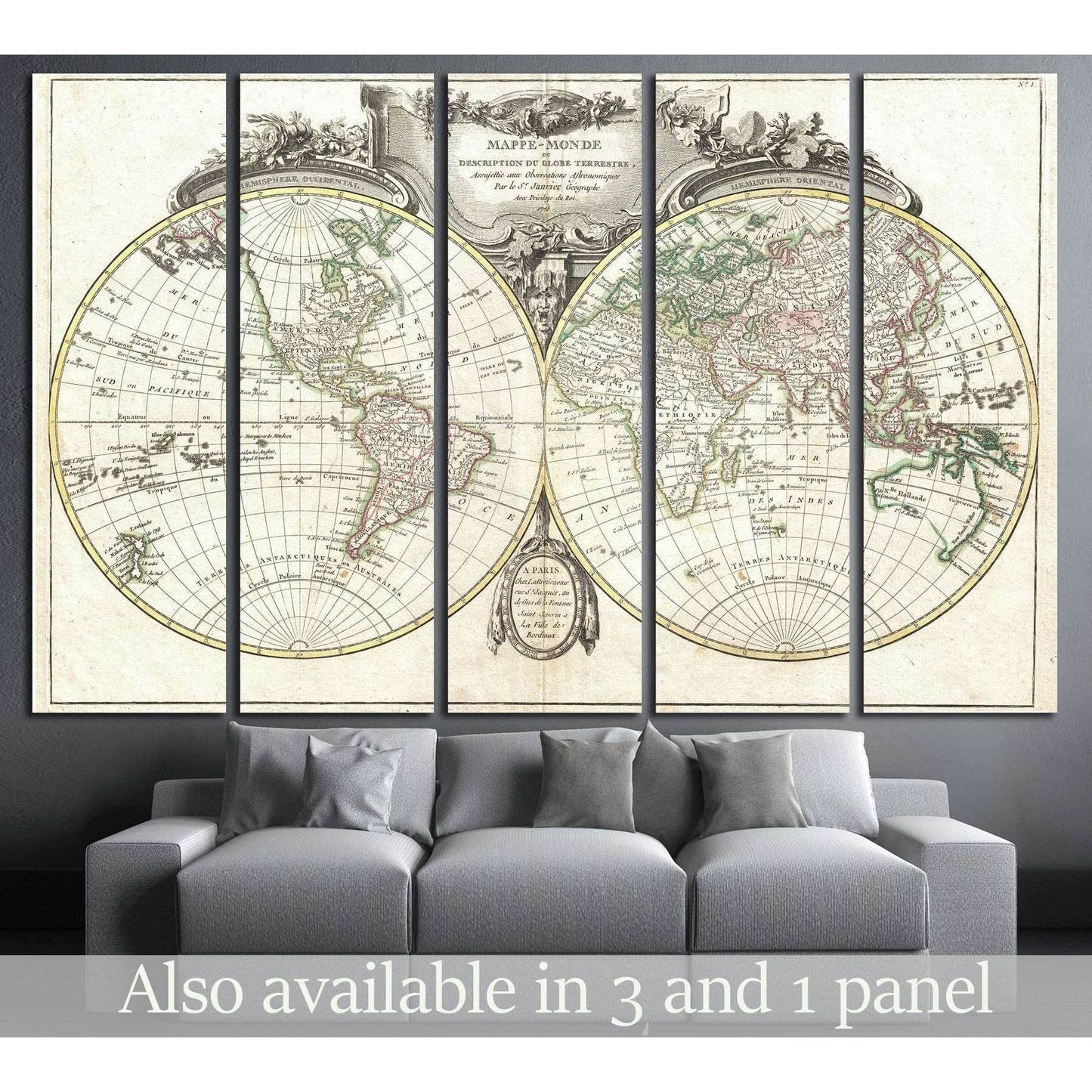 Old World Map №1478 Ready to Hang Canvas PrintCanvas art arrives ready to hang, with hanging accessories included and no additional framing required. Every canvas print is hand-crafted, made on-demand at our workshop and expertly stretched around 100% Nor