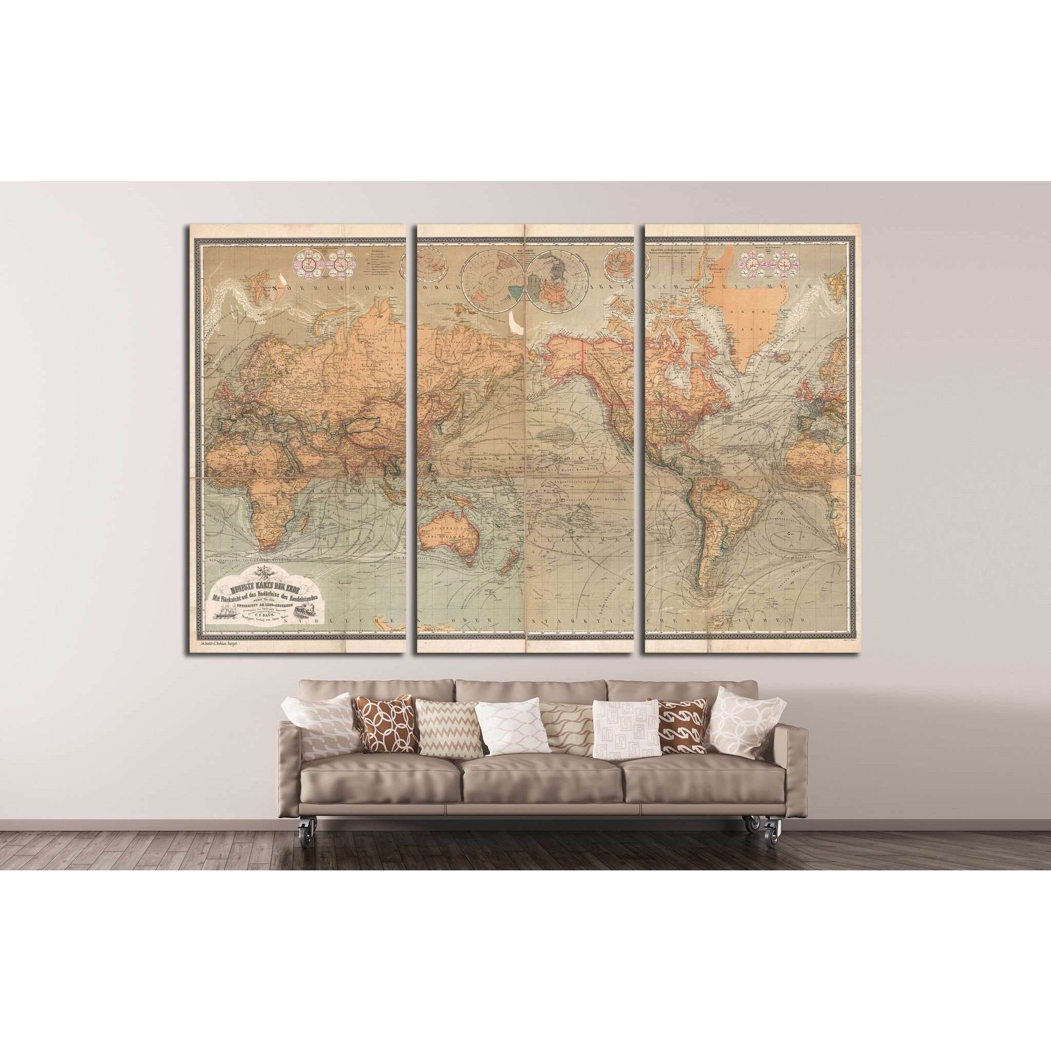 Old World Map №1481 Ready to Hang Canvas Print