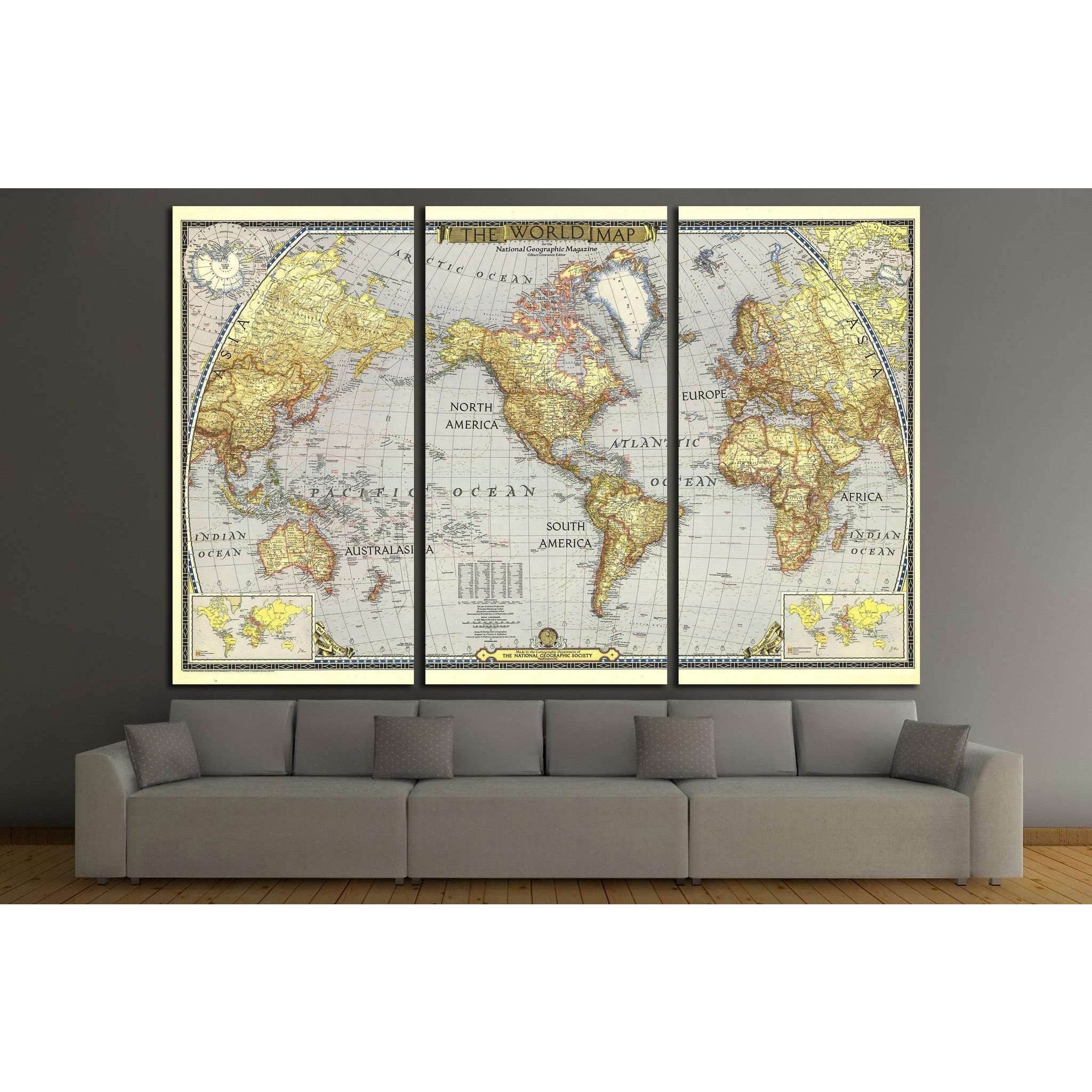 Old World Map №1482 Ready to Hang Canvas Print