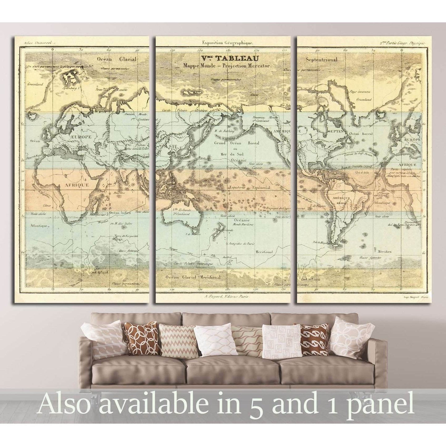 Old World Map №1483 Ready to Hang Canvas PrintCanvas art arrives ready to hang, with hanging accessories included and no additional framing required. Every canvas print is hand-crafted, made on-demand at our workshop and expertly stretched around 100% Nor