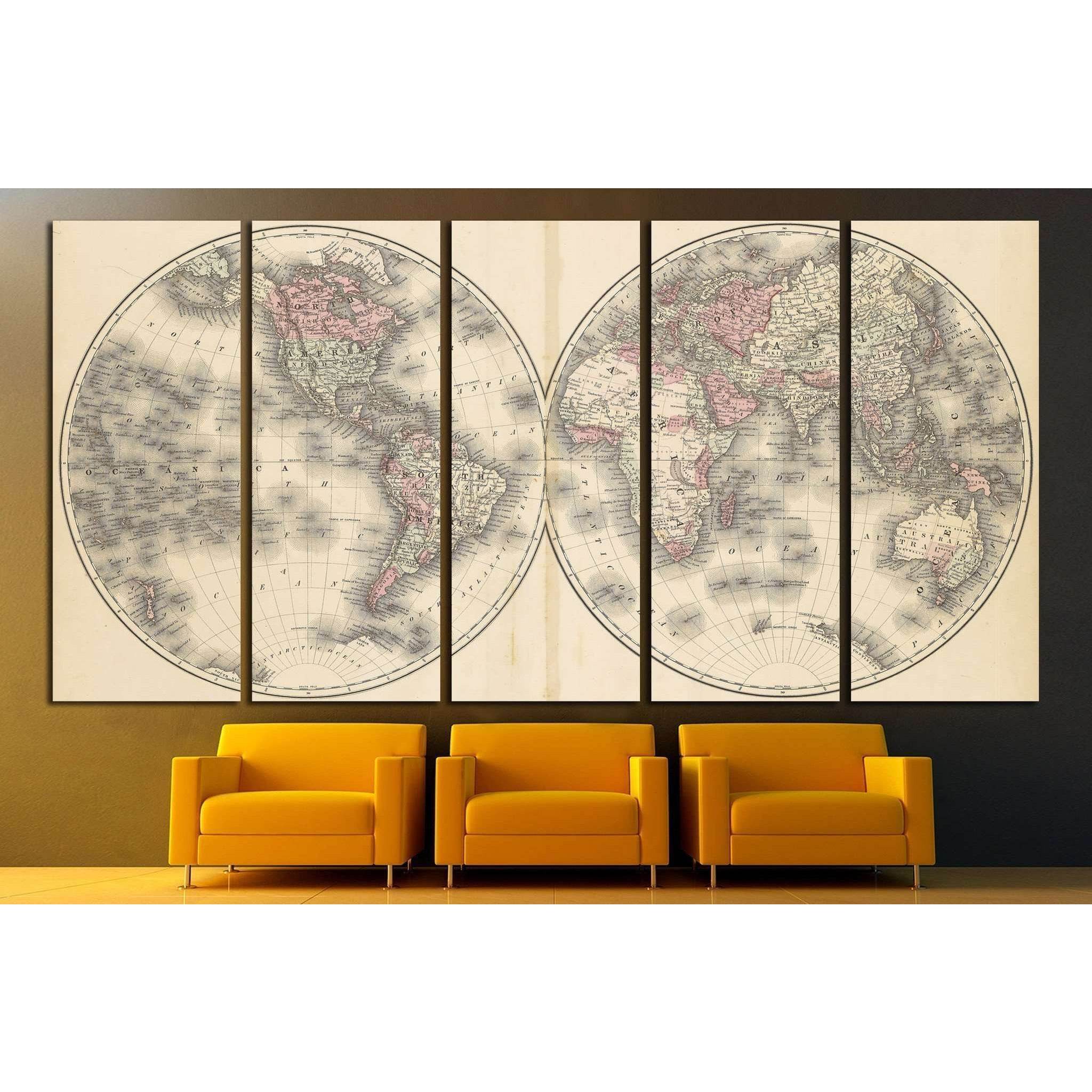 Old World Map №1486 Ready to Hang Canvas Print