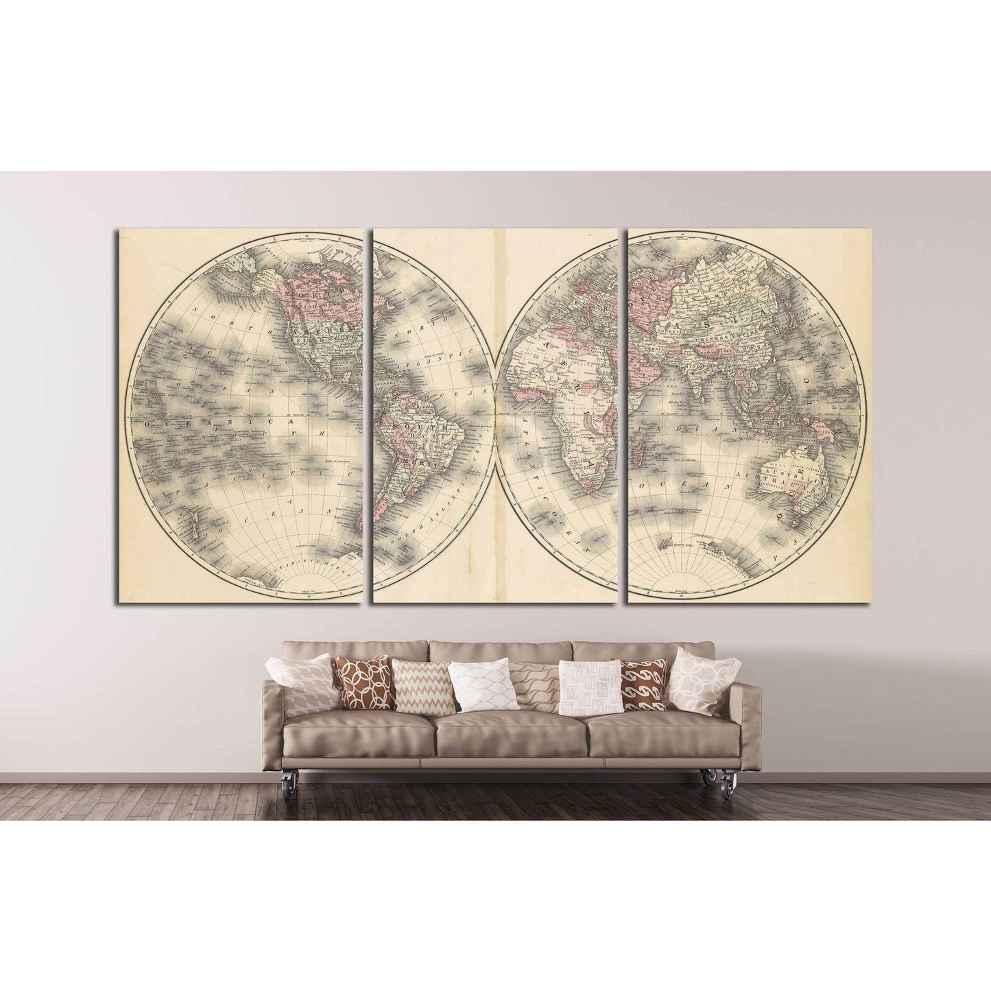 Old World Map №1486 Ready to Hang Canvas PrintCanvas art arrives ready to hang, with hanging accessories included and no additional framing required. Every canvas print is hand-crafted, made on-demand at our workshop and expertly stretched around 100% Nor