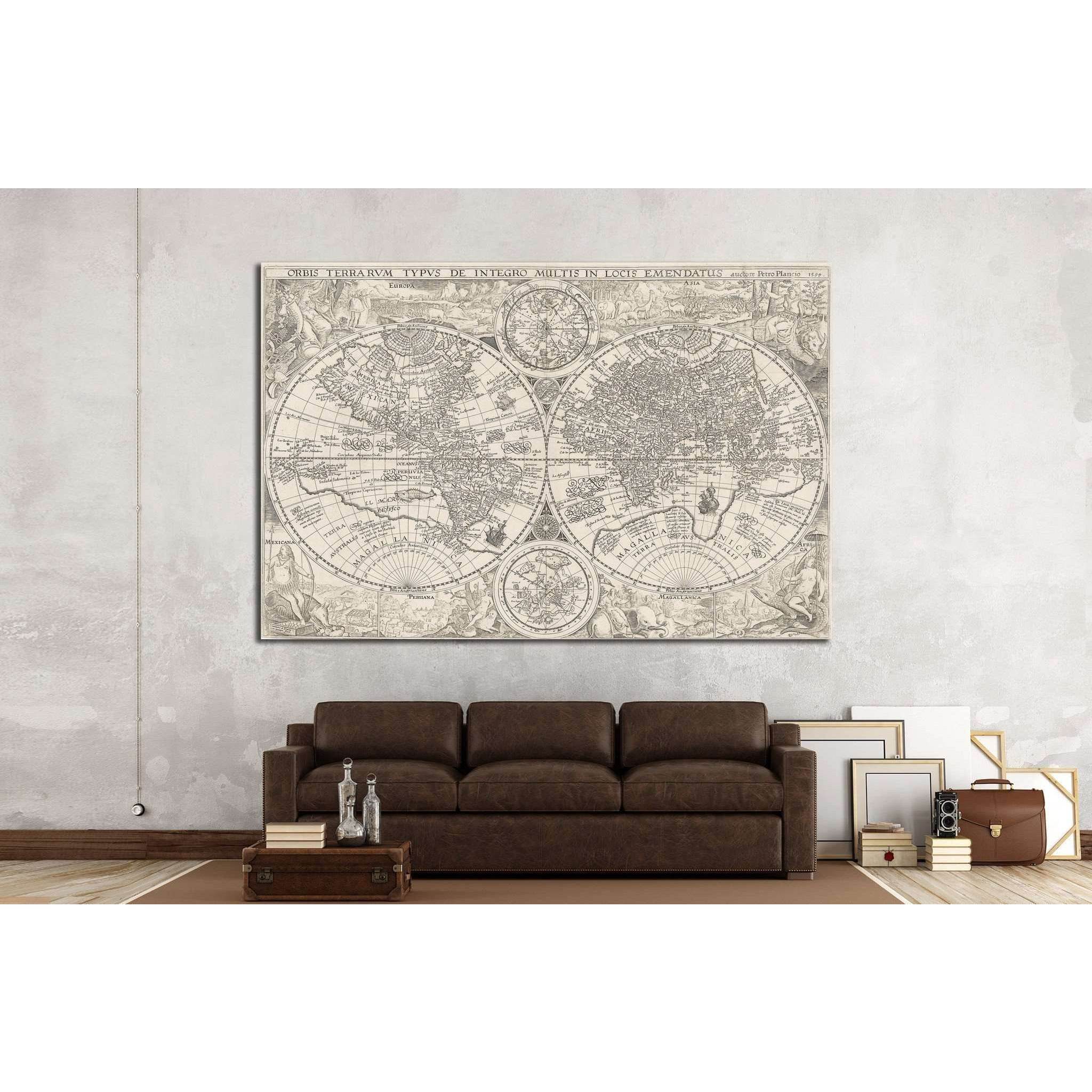 Old World Map №1487 Ready to Hang Canvas Print